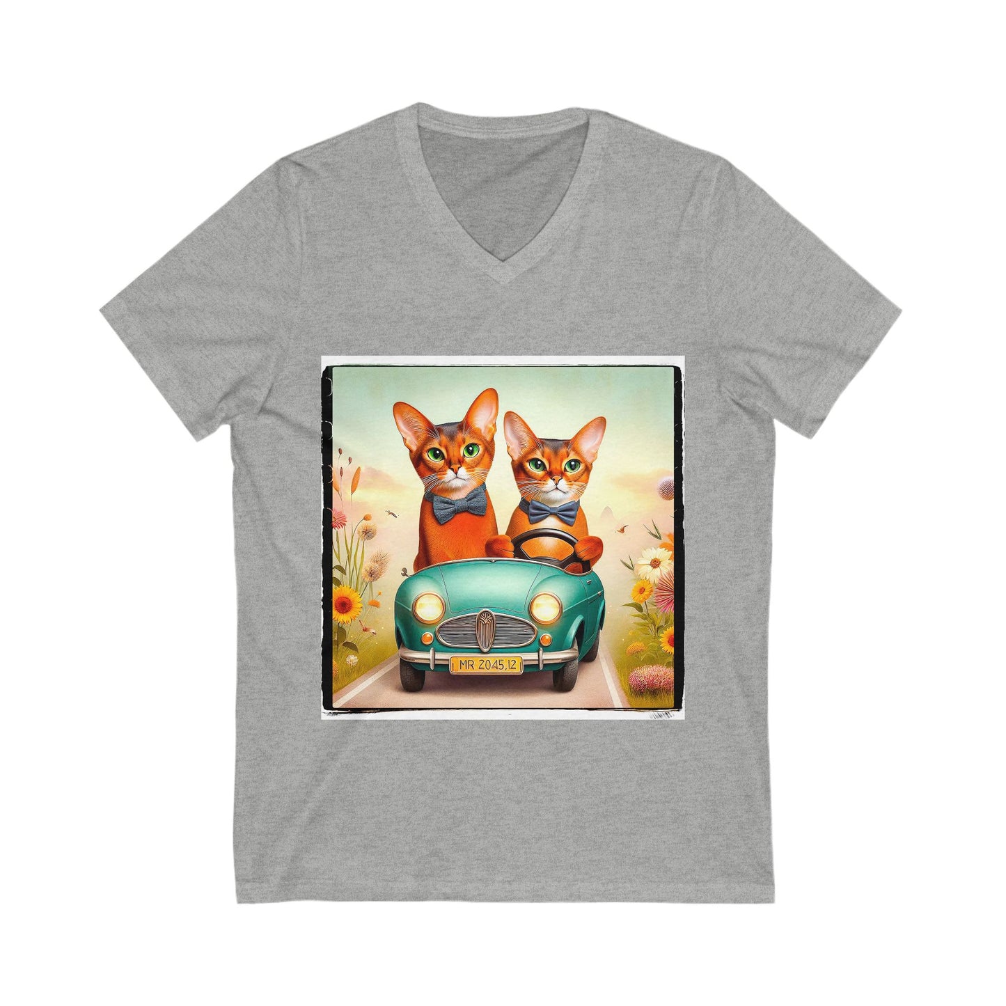 Wacky Abyssinian tiny car  Unisex Jersey Short Sleeve V-Neck Tee