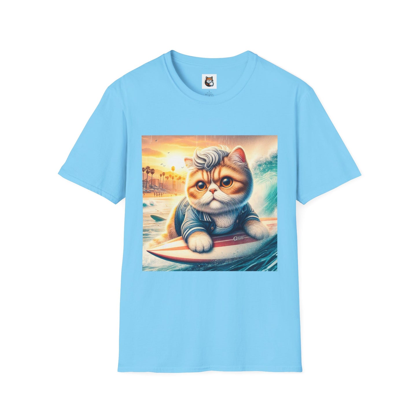 Selkirk Rex Cat T-Shirt -handsome surfer