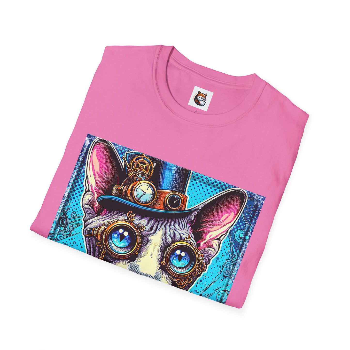 Devon Rex steam punk  Unisex Softstyle T-Shirt