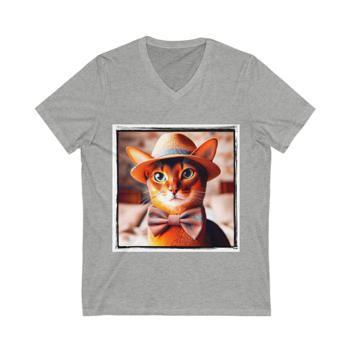Abyssinian hat and tie Jersey Short Sleeve V-Neck Tee