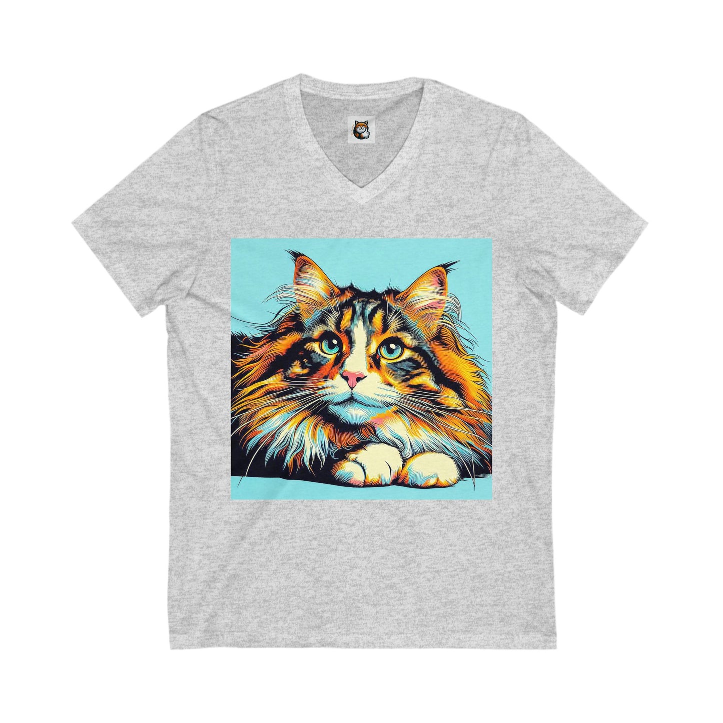 Norwegian Forest Cat Unisex Jersey Short Sleeve V-Neck Tee