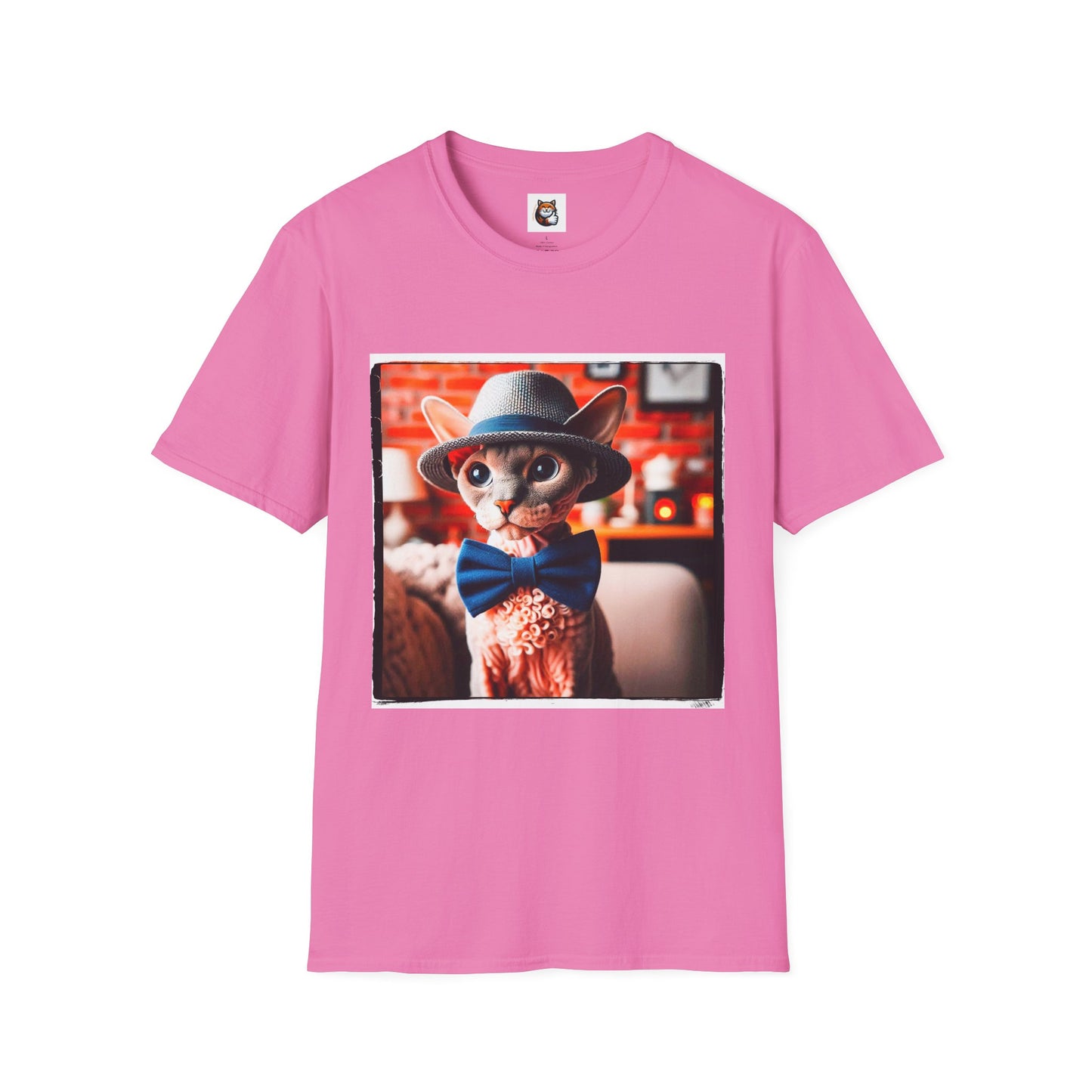 Devon Rex Cat hat and tie Softstyle T-Shirt