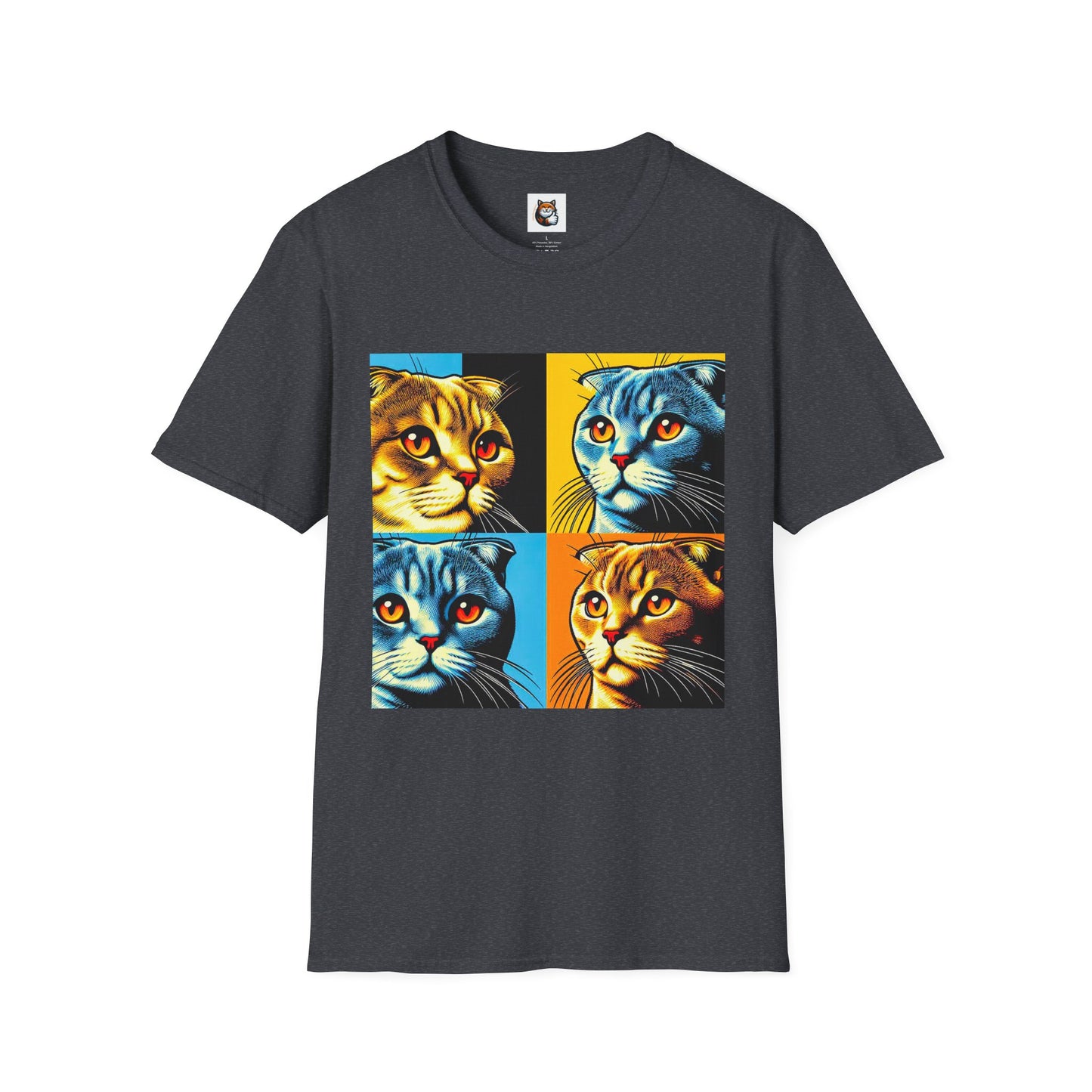 Scottish Fold Cat colorful squares  T-Shirt