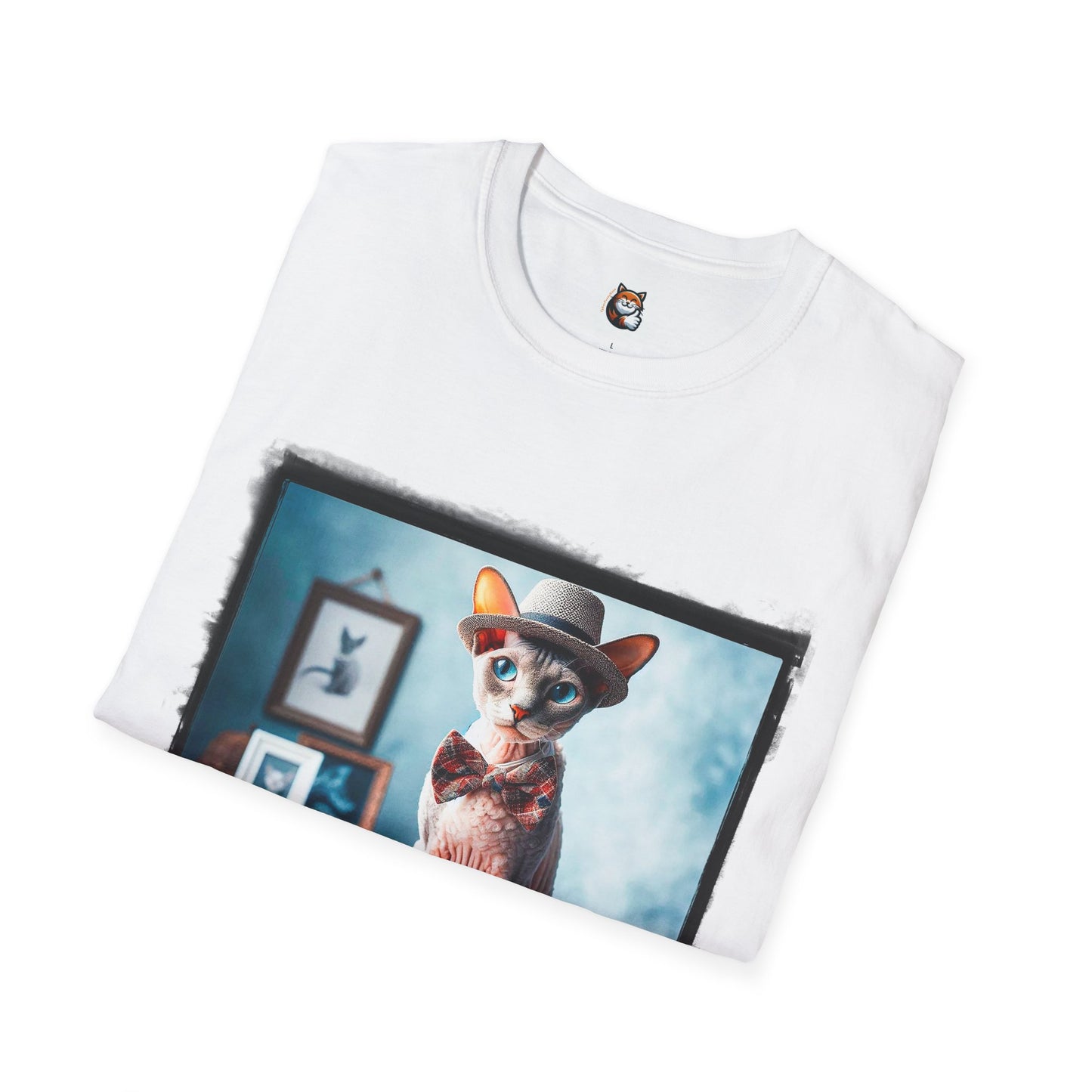 Cornish Rex Cat hat and bow tie Softstyle T-Shirt