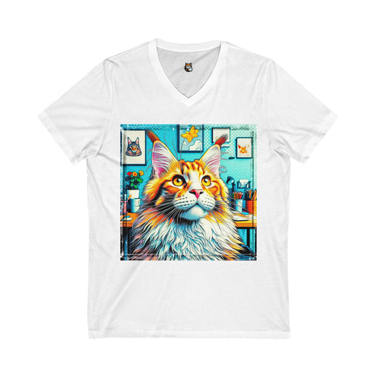 Maine Coon Unisex Jersey Short Sleeve V-Neck Tee