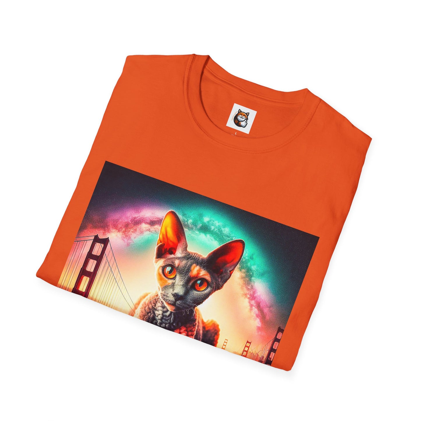 Devon Rex rainbow  Unisex Softstyle T-Shirt