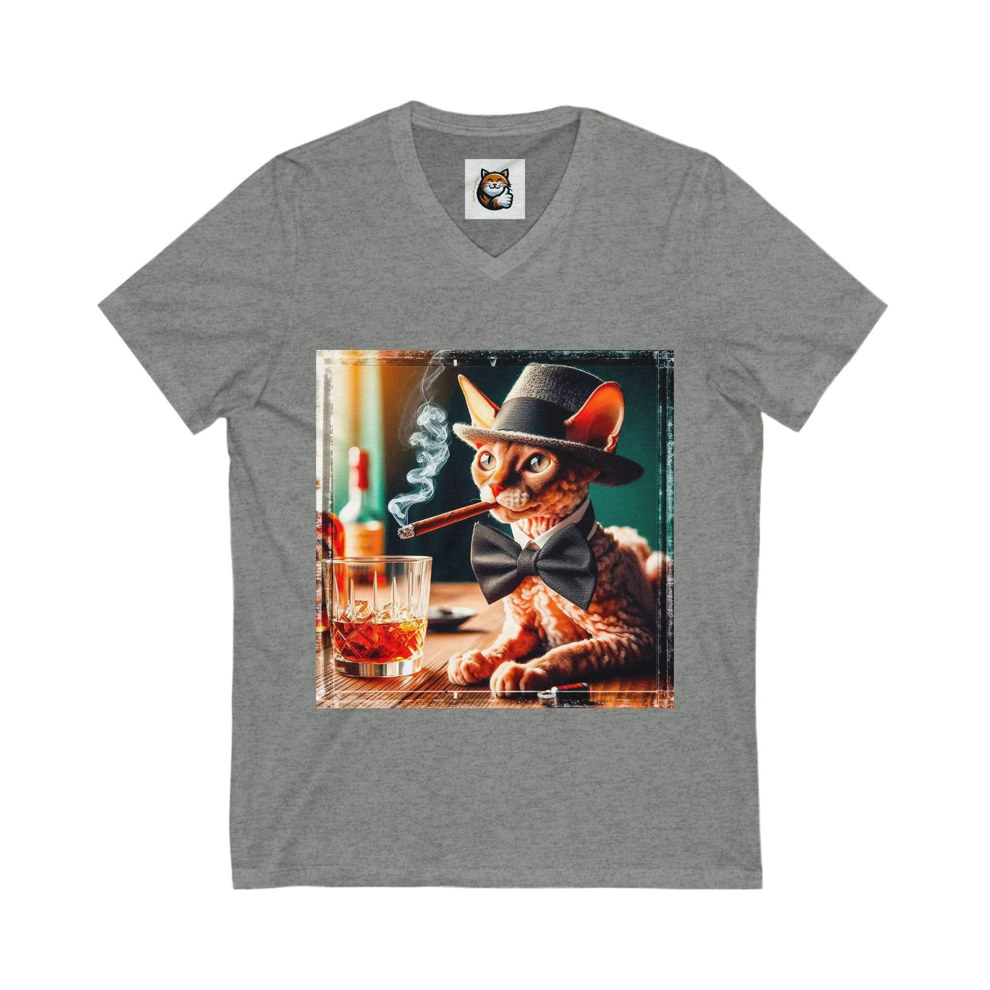 Cornish Rex Cat Unisex Jersey Short Sleeve V-Neck Tee by Printify