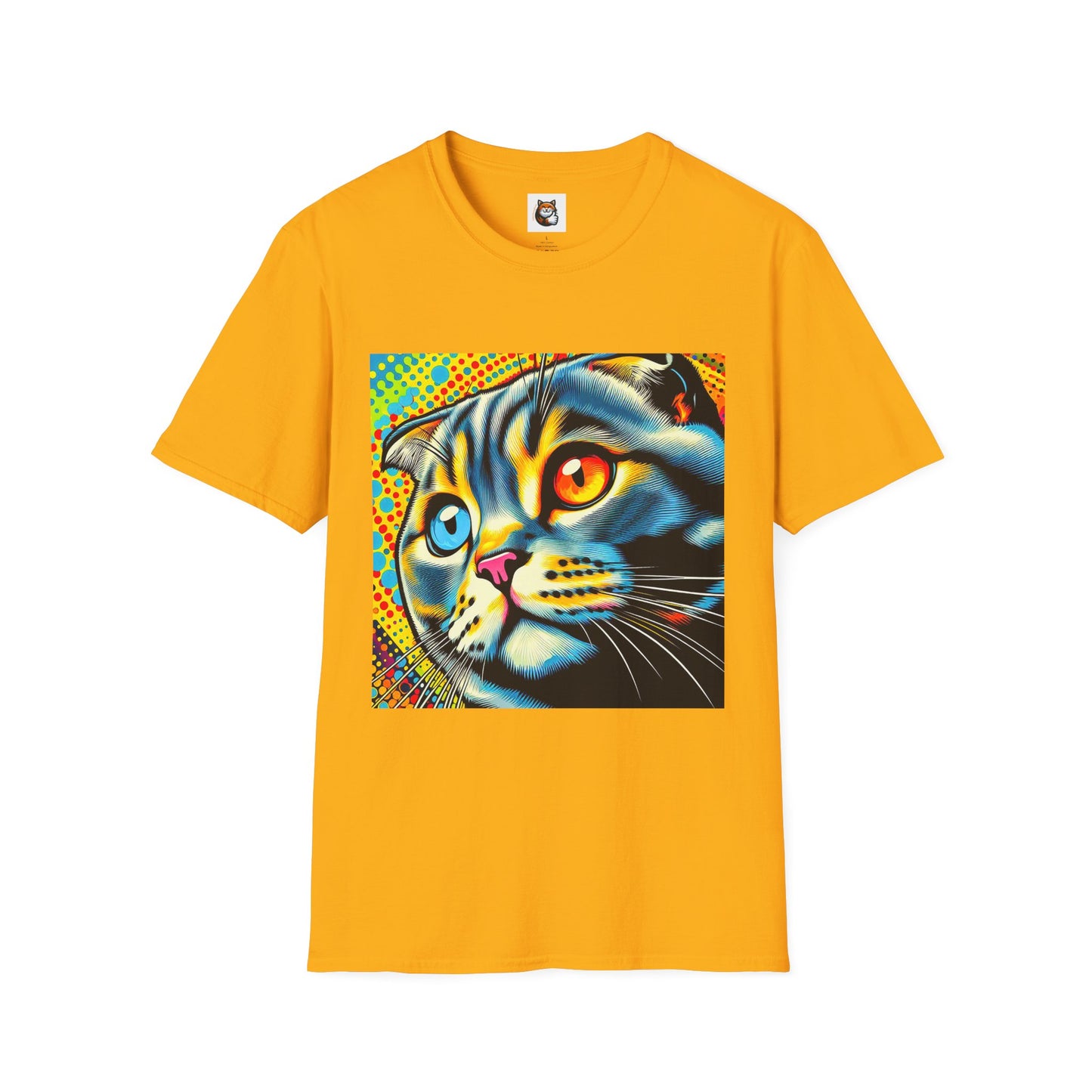 Scottish Fold Cat yellow comic book shirt