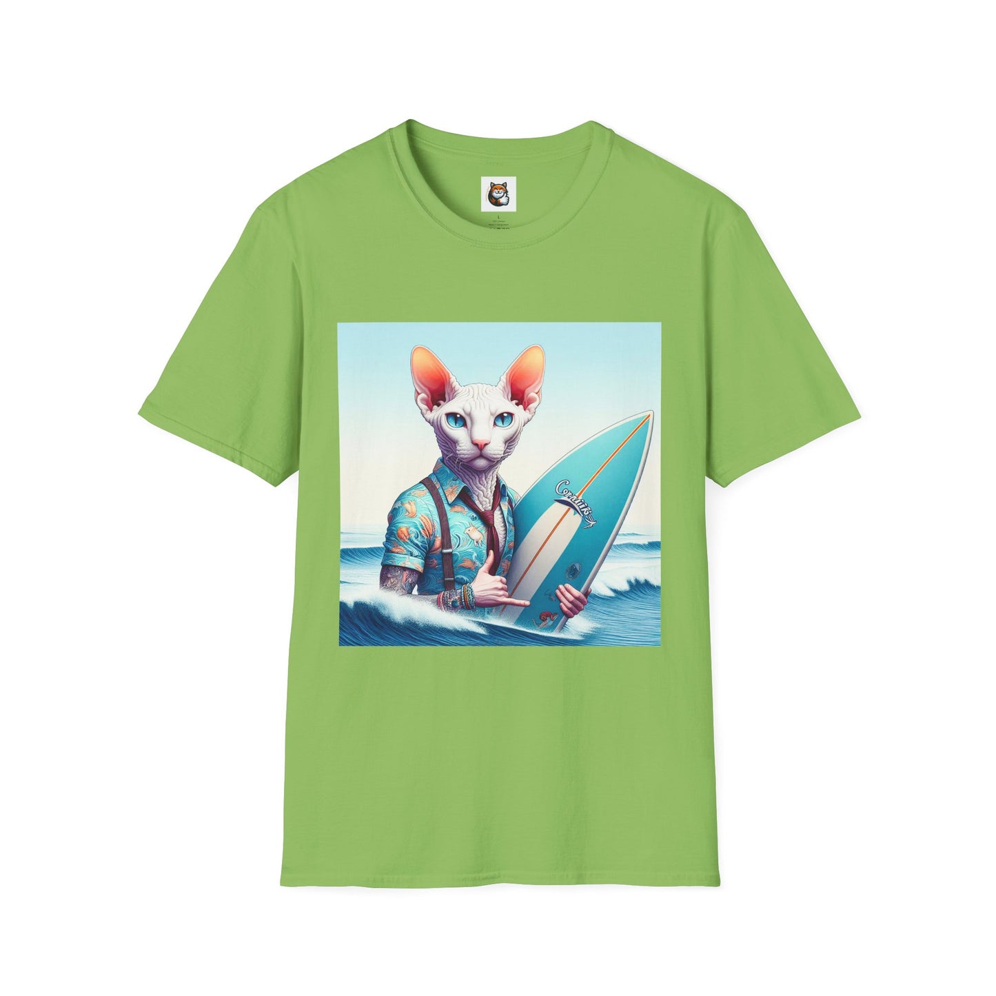 Cornish Rex Cat beach surfer T-Shirt