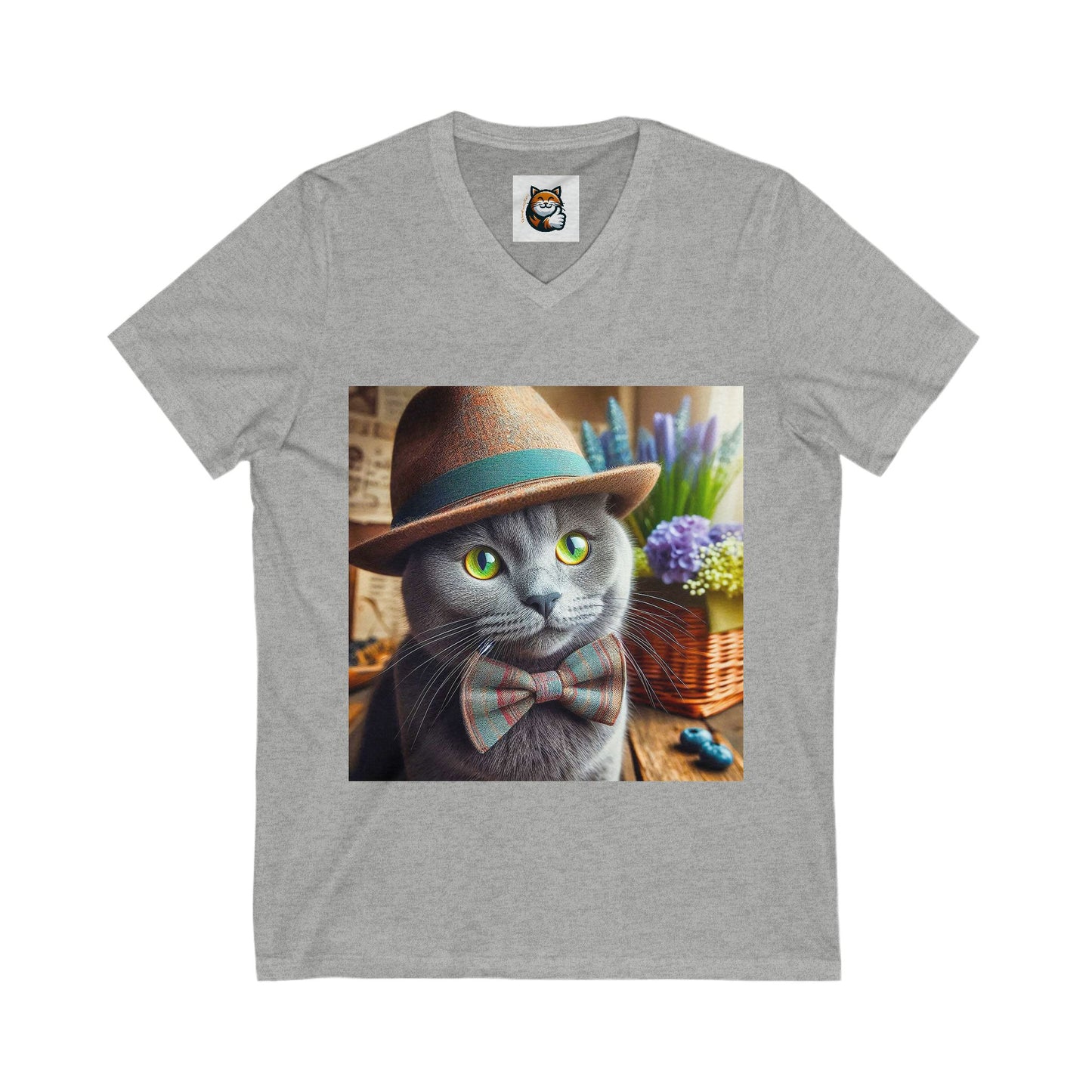 Russian Blue Cat bow tie cutie tees