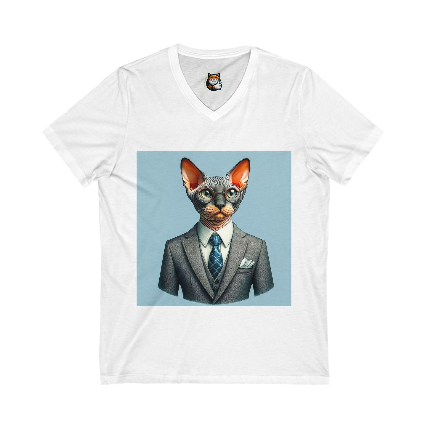 Cornish Rex Cat Unisex Jersey Short Sleeve V-Neck Tee
