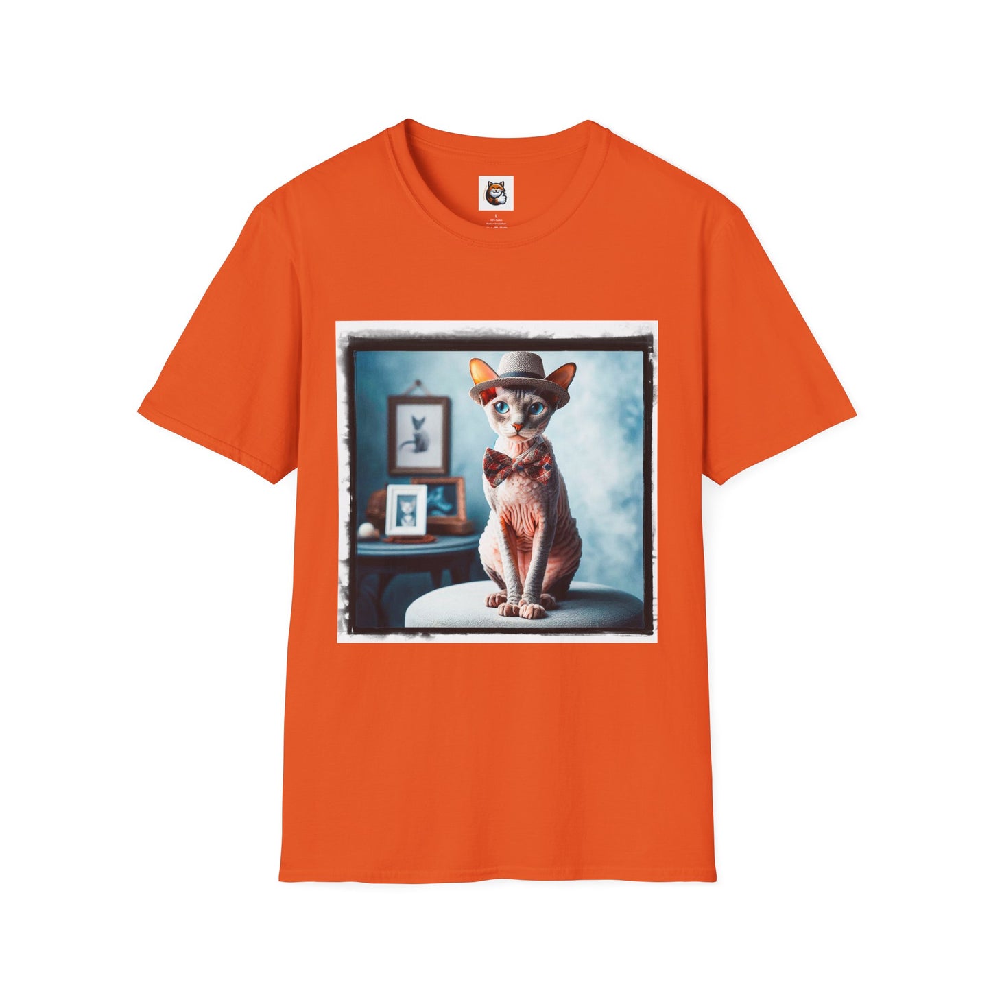 Cornish Rex Cat hat and bow tie Softstyle T-Shirt