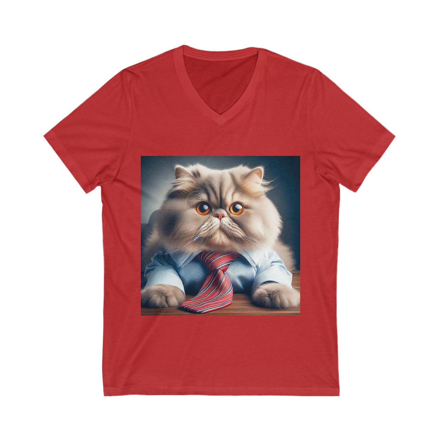 Persian Cat Unisex Jersey Short Sleeve V-Neck Tee