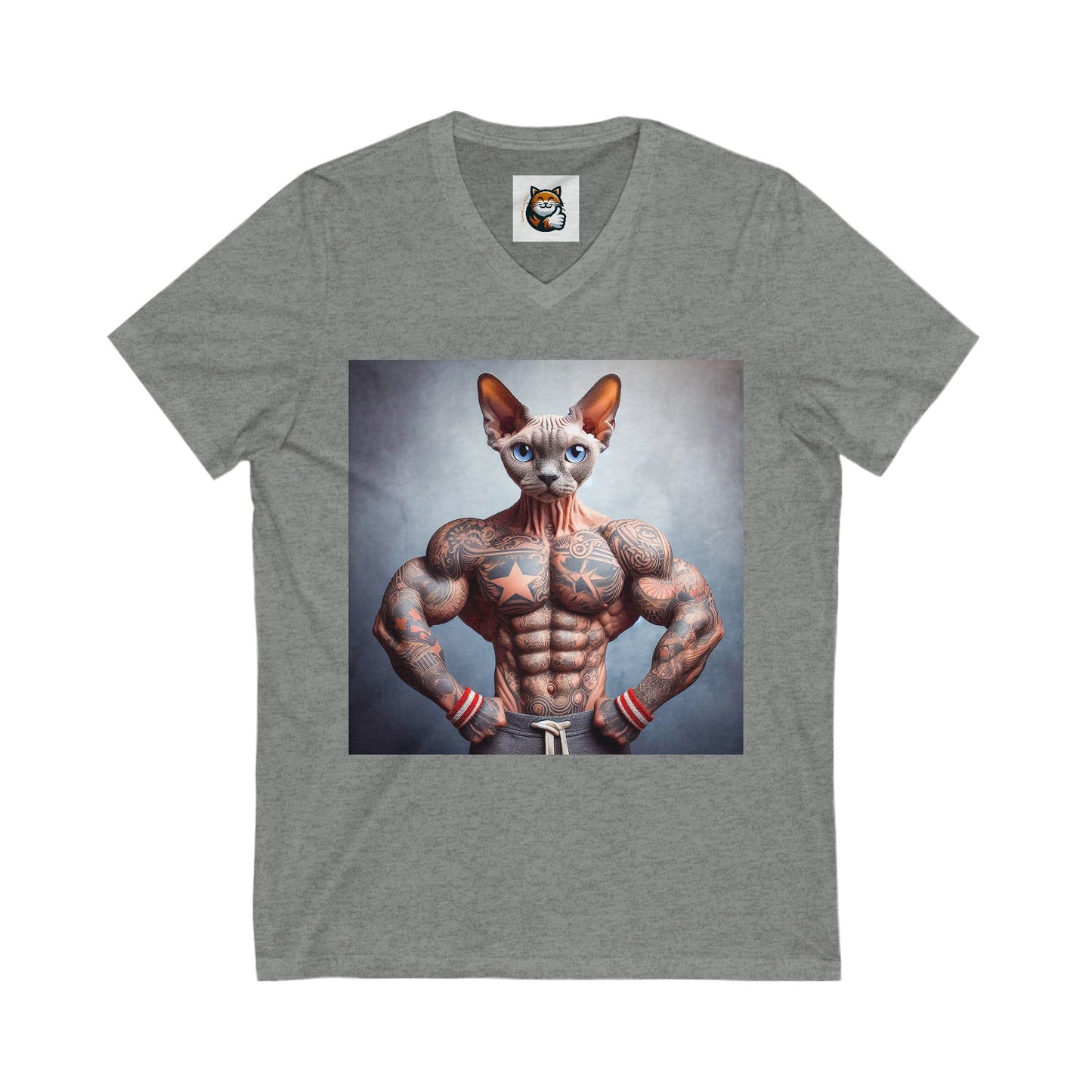 Devon Rex Cat Unisex Jersey Short Sleeve V-Neck Tee