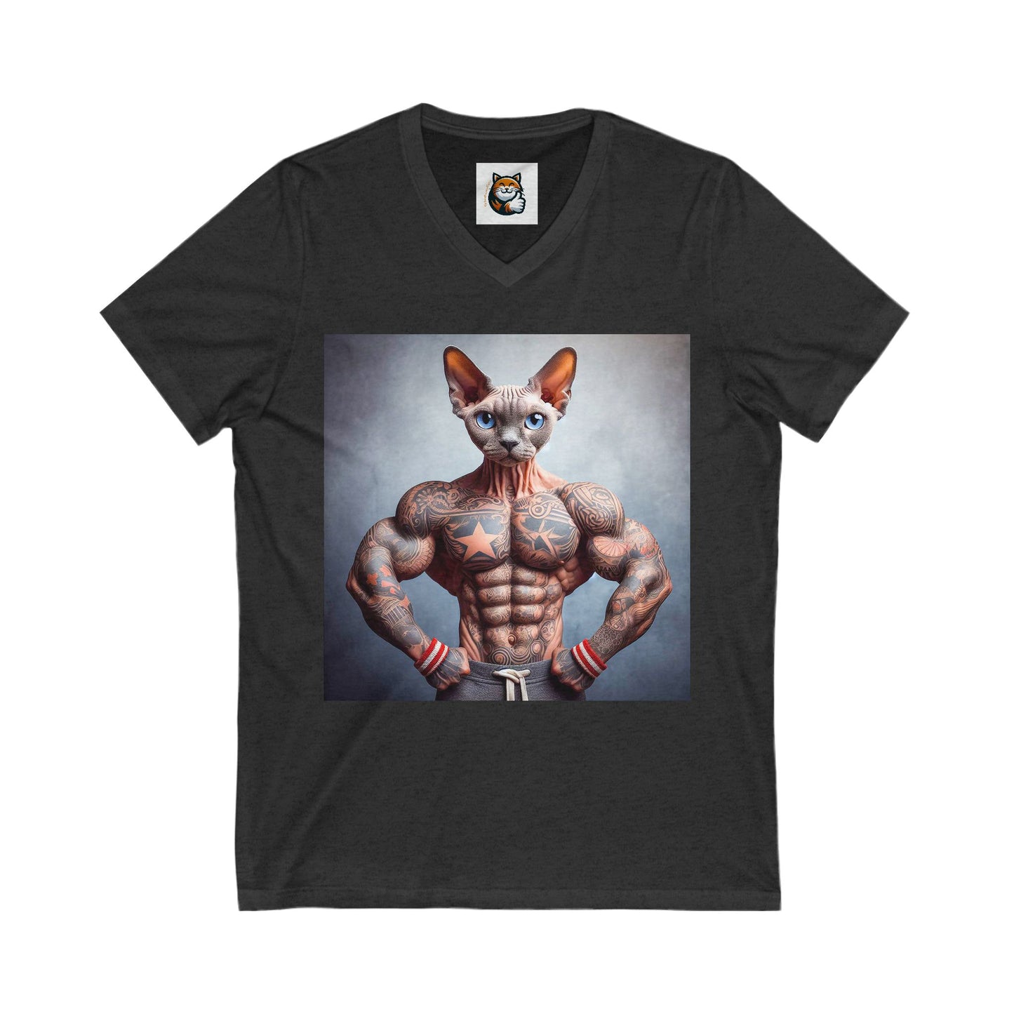 Devon Rex Cat Unisex Jersey Short Sleeve V-Neck Tee
