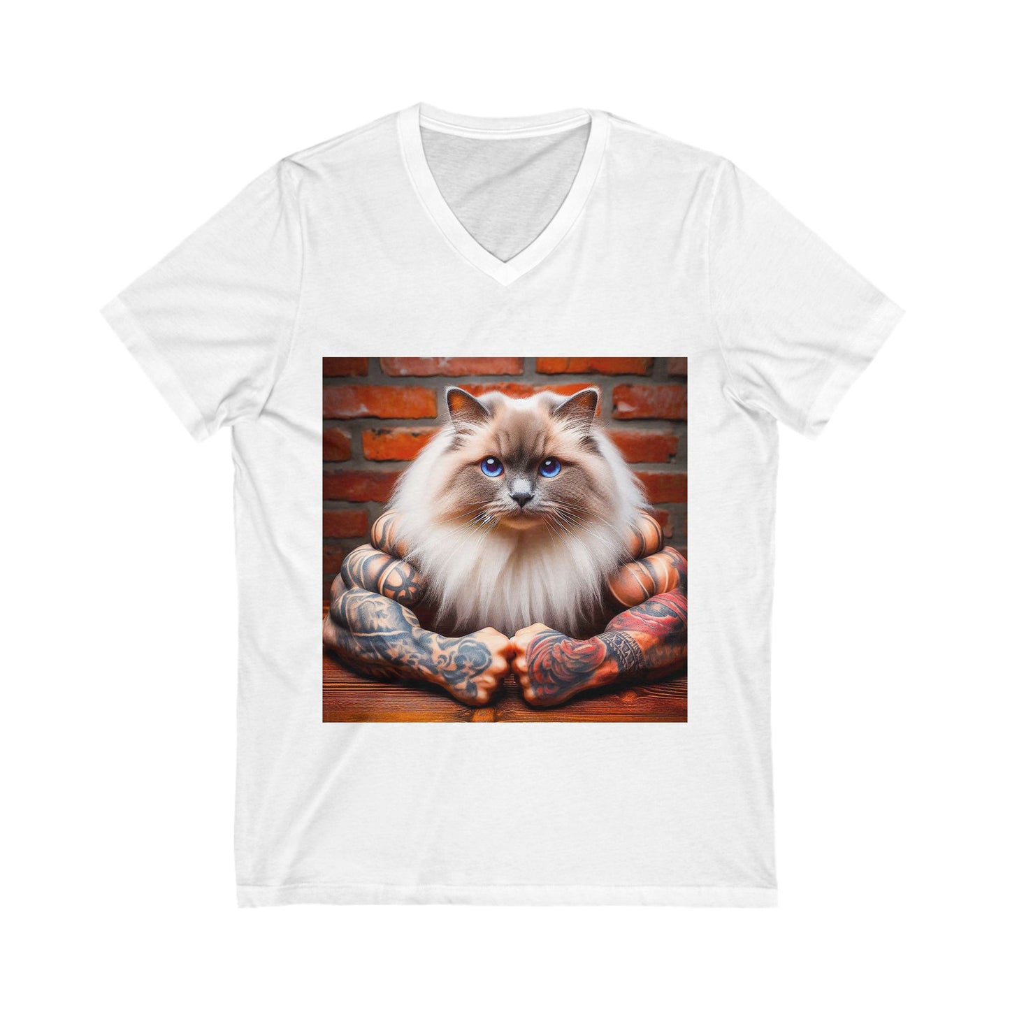Ragdoll Cat Unisex Jersey Short Sleeve V-Neck Tee