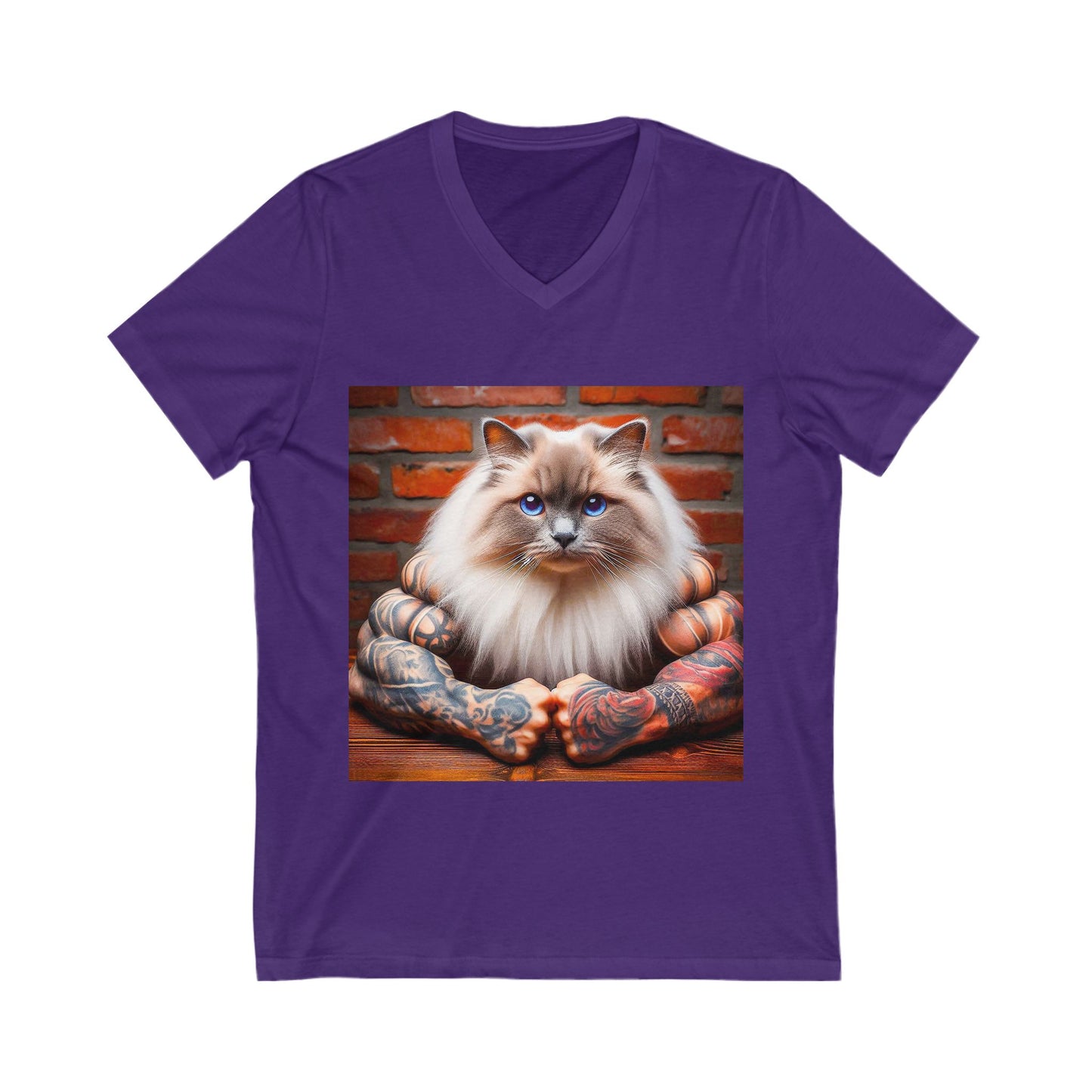 Ragdoll Cat Unisex Jersey Short Sleeve V-Neck Tee