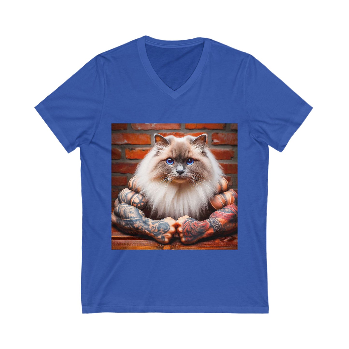 Ragdoll Cat Unisex Jersey Short Sleeve V-Neck Tee