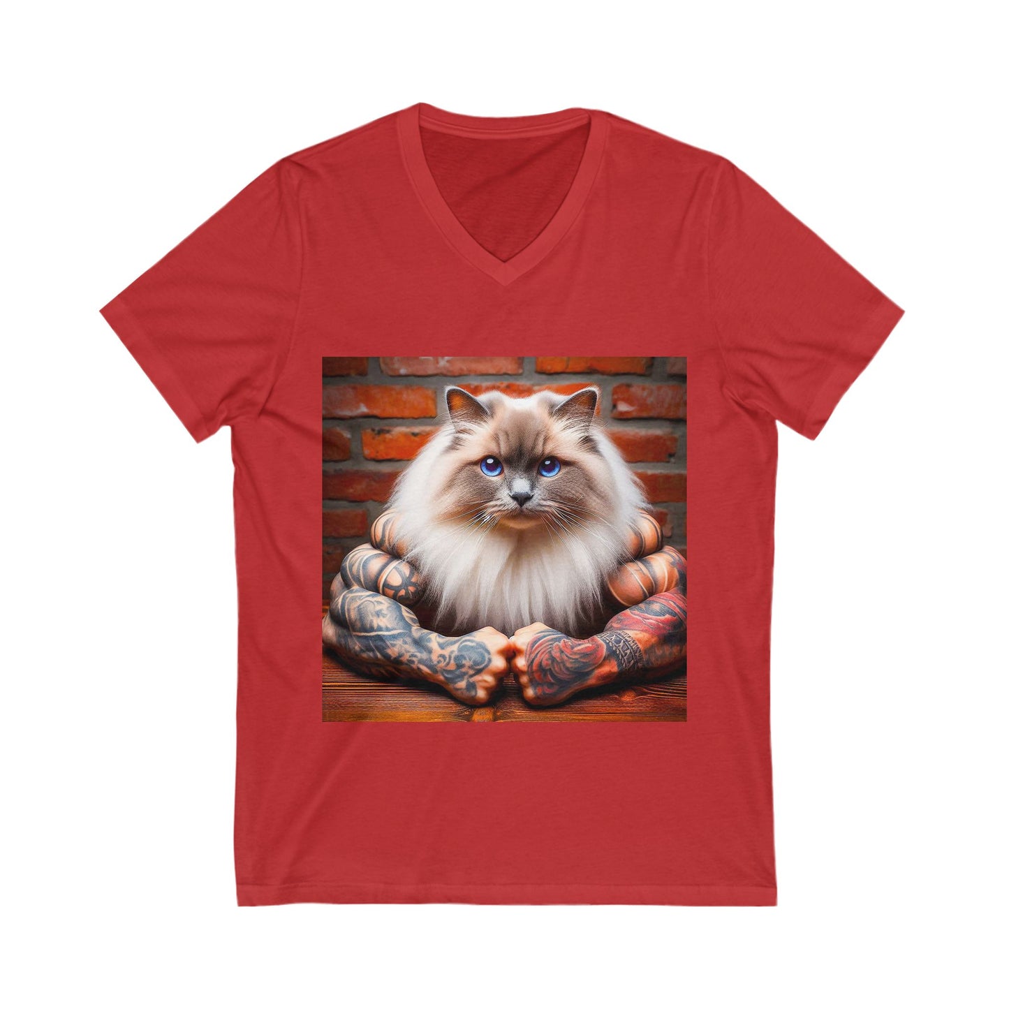 Ragdoll Cat Unisex Jersey Short Sleeve V-Neck Tee