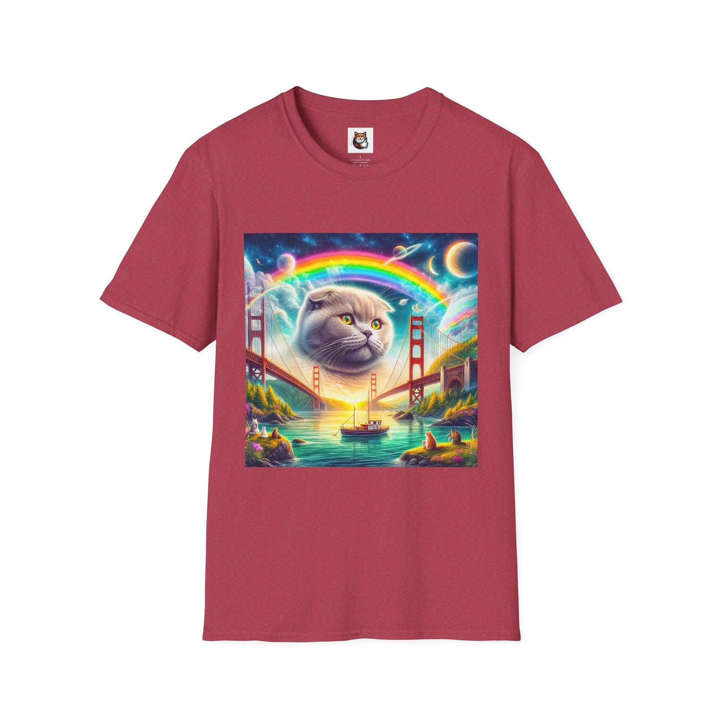 Scottish Fold Cat pretty rainbow  T-Shirt