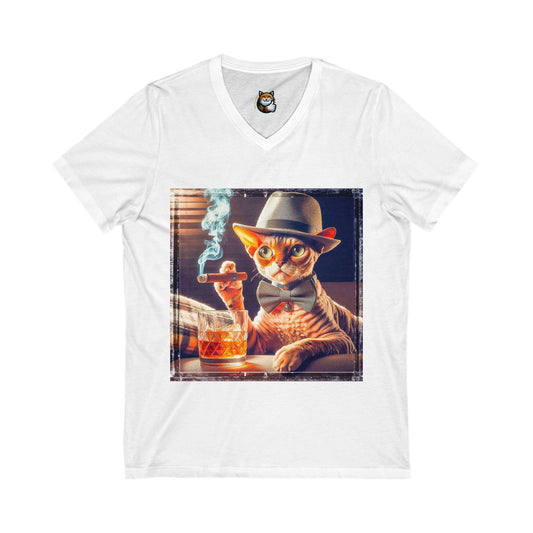 Devon Rex whiskey and cigars  Jersey Short Sleeve V-Neck Tee