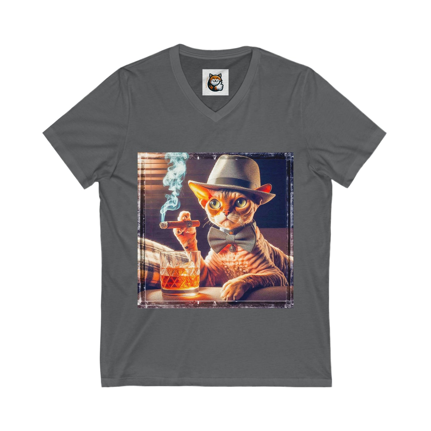 Devon Rex whiskey and cigars  Jersey Short Sleeve V-Neck Tee