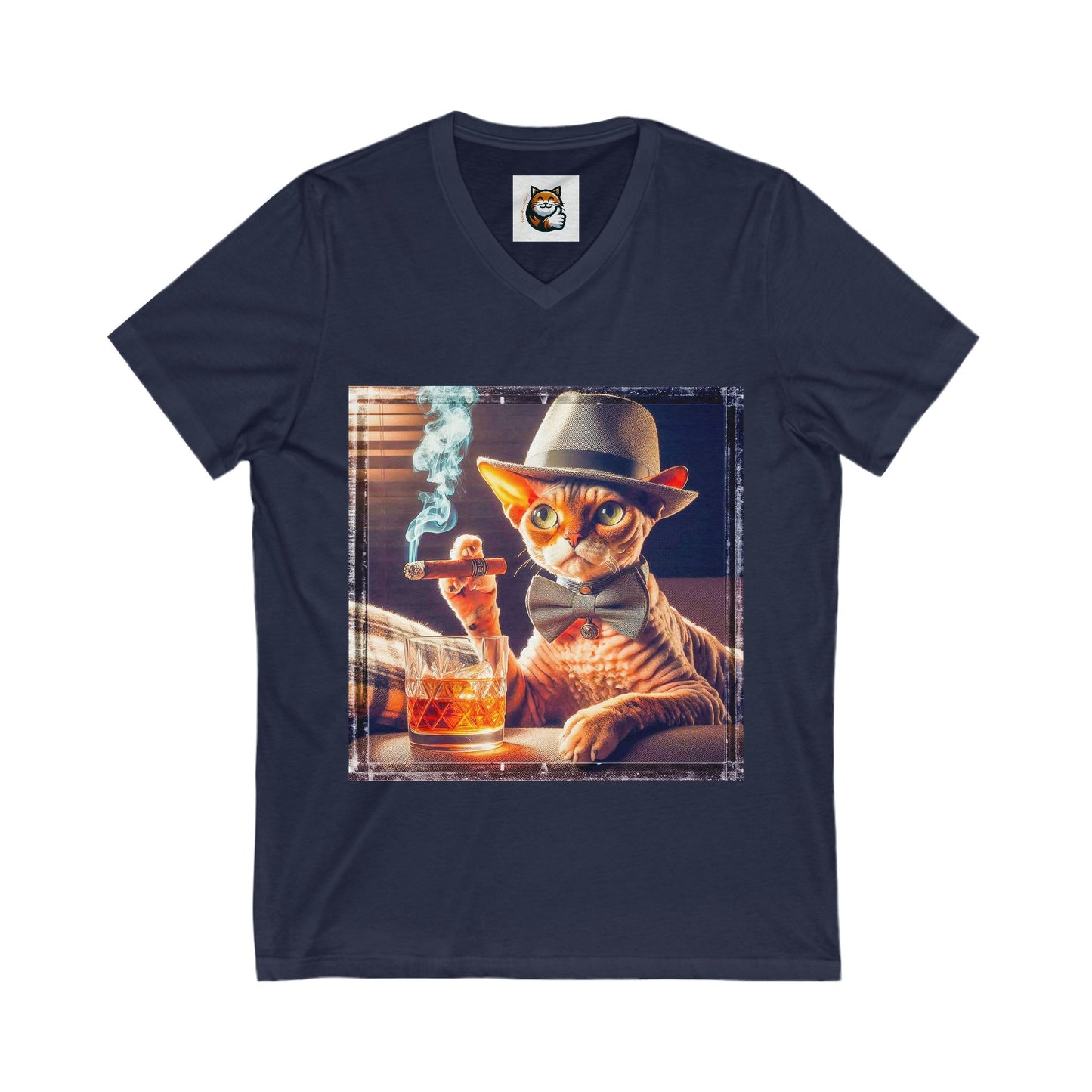 Devon Rex whiskey and cigars  Jersey Short Sleeve V-Neck Tee