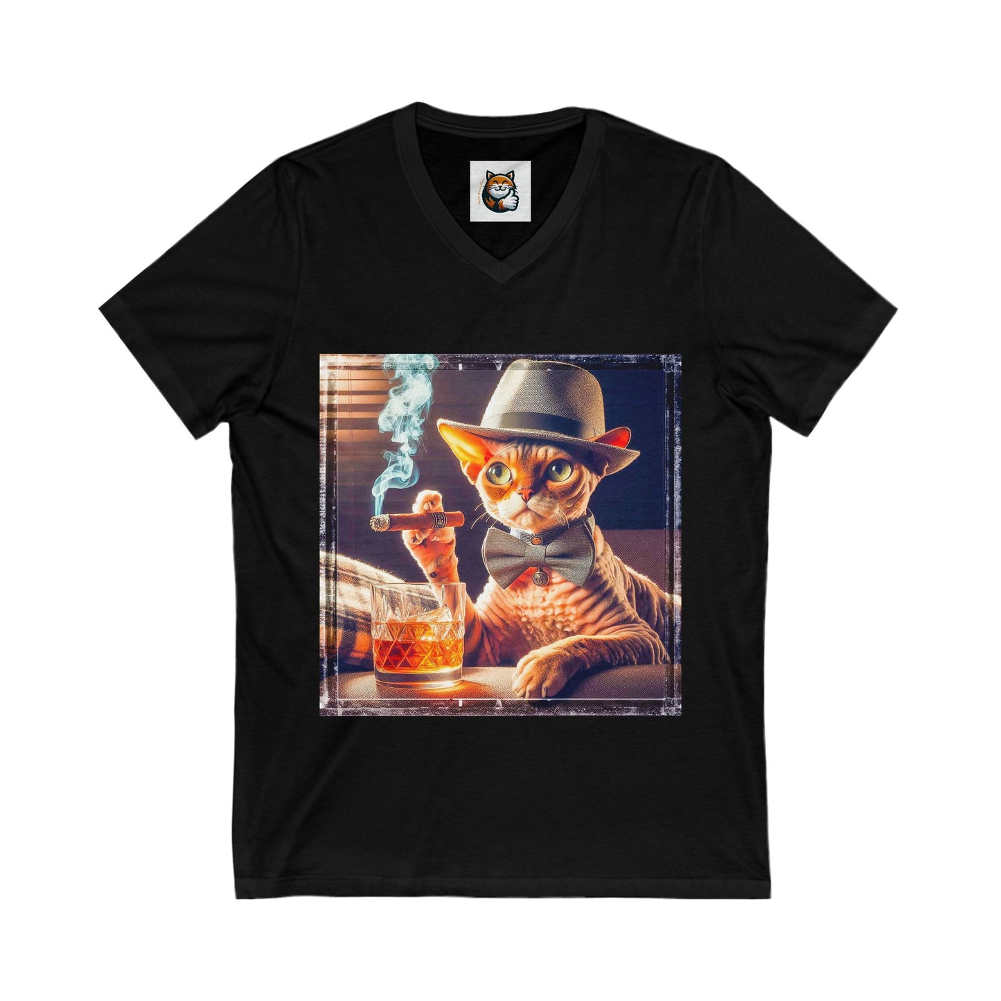 Devon Rex whiskey and cigars  Jersey Short Sleeve V-Neck Tee