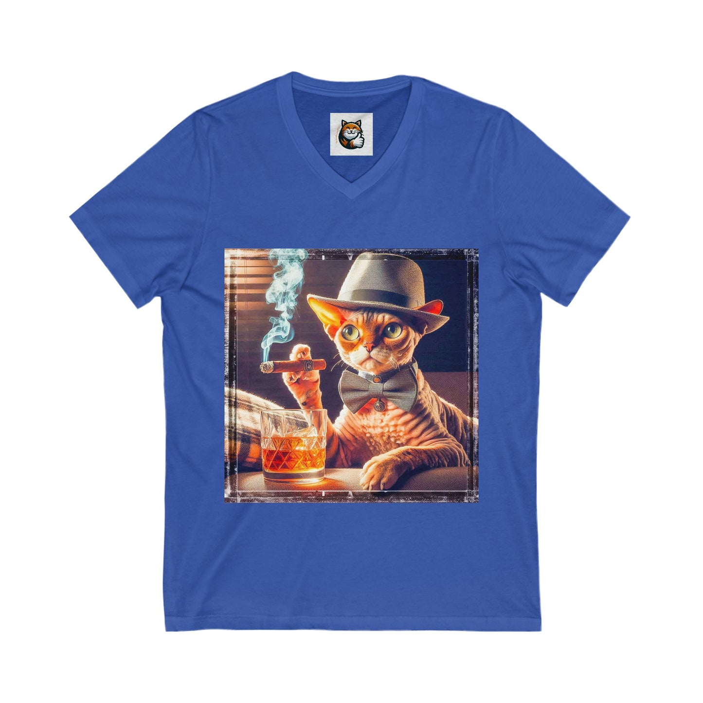 Devon Rex whiskey and cigars  Jersey Short Sleeve V-Neck Tee