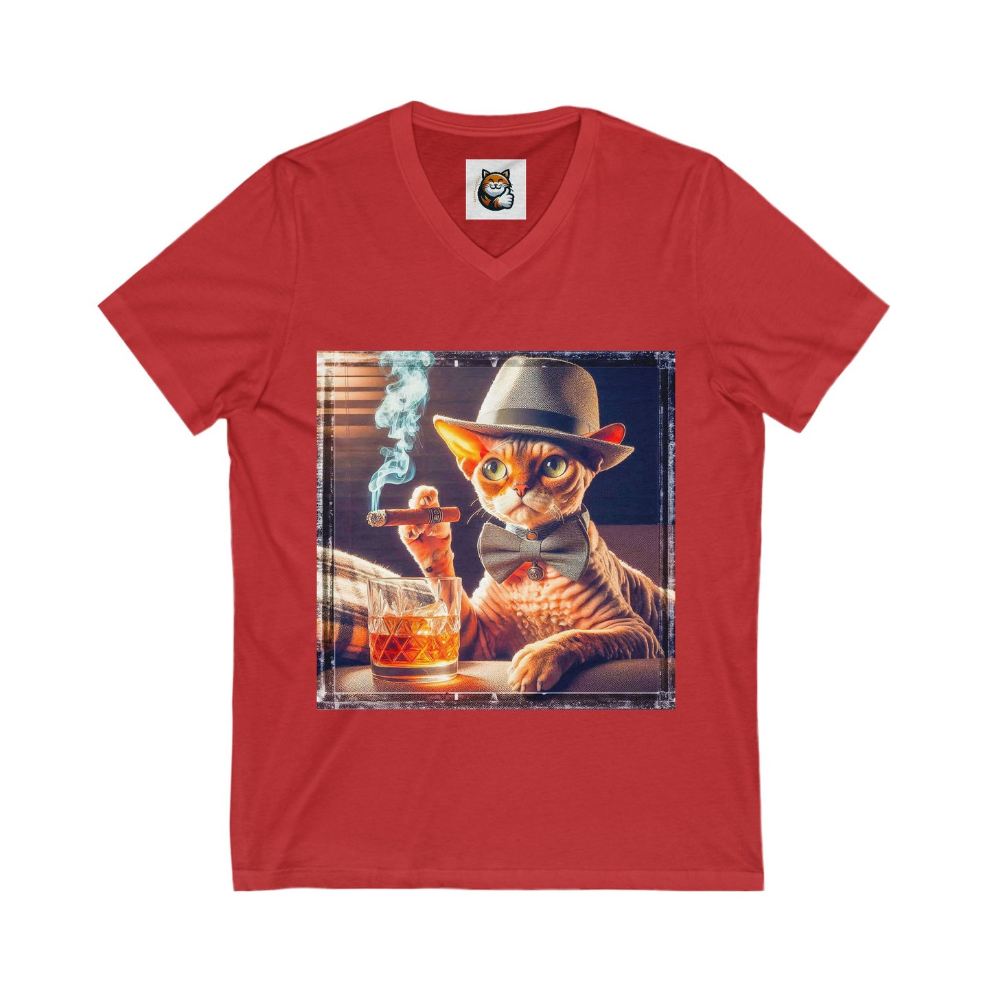 Devon Rex whiskey and cigars  Jersey Short Sleeve V-Neck Tee