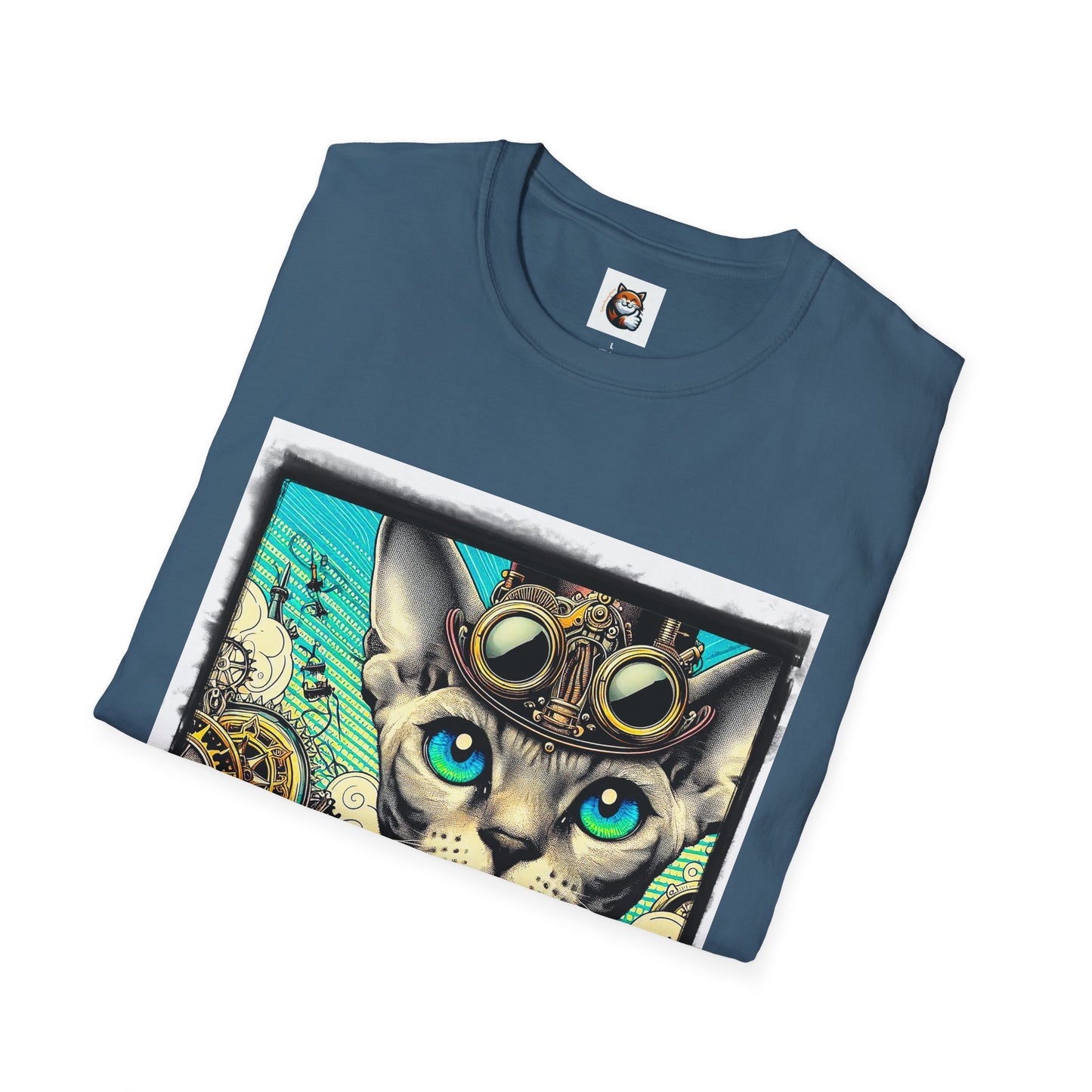 Devon Rex Cat steam punk Softstyle T-Shirt