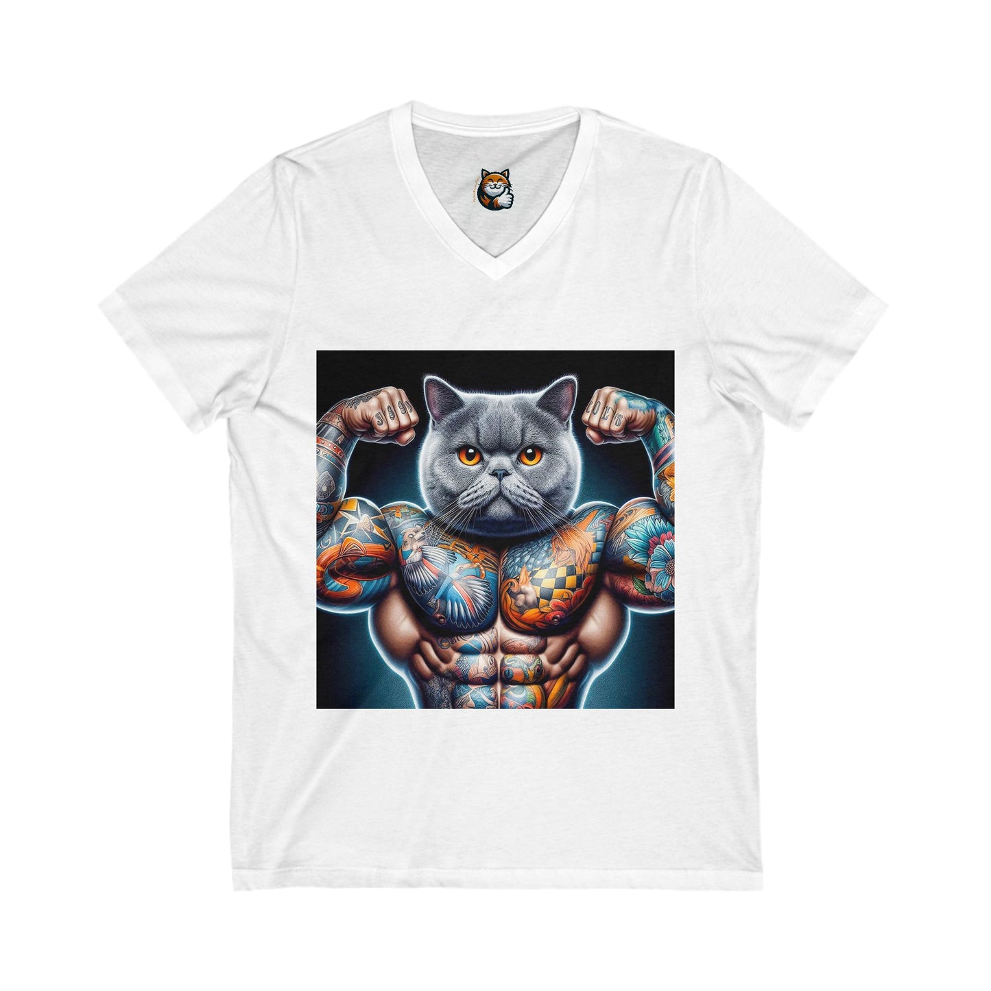 British Shorthair muscles  Jersey Short Sleeve V-Neck Tee
