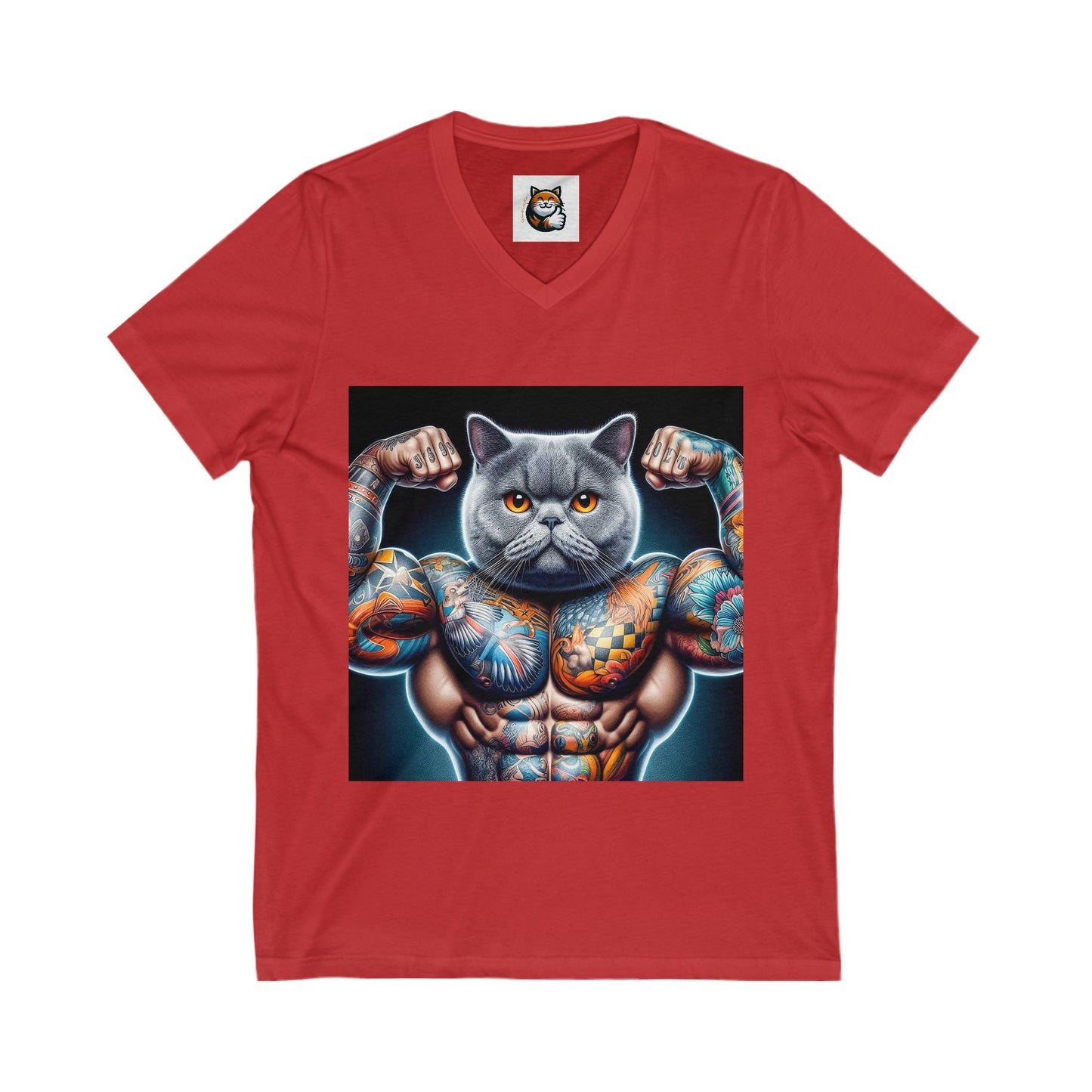 British Shorthair muscles  Jersey Short Sleeve V-Neck Tee