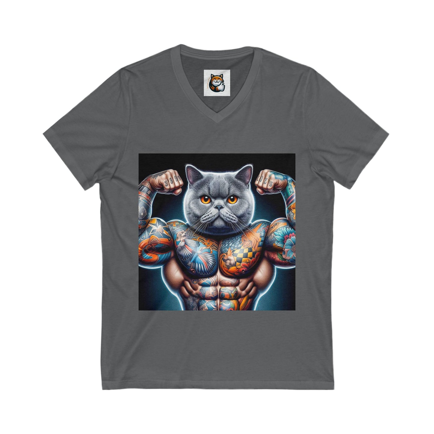 British Shorthair muscles  Jersey Short Sleeve V-Neck Tee