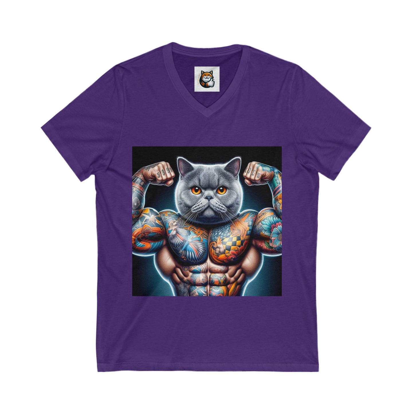British Shorthair muscles  Jersey Short Sleeve V-Neck Tee
