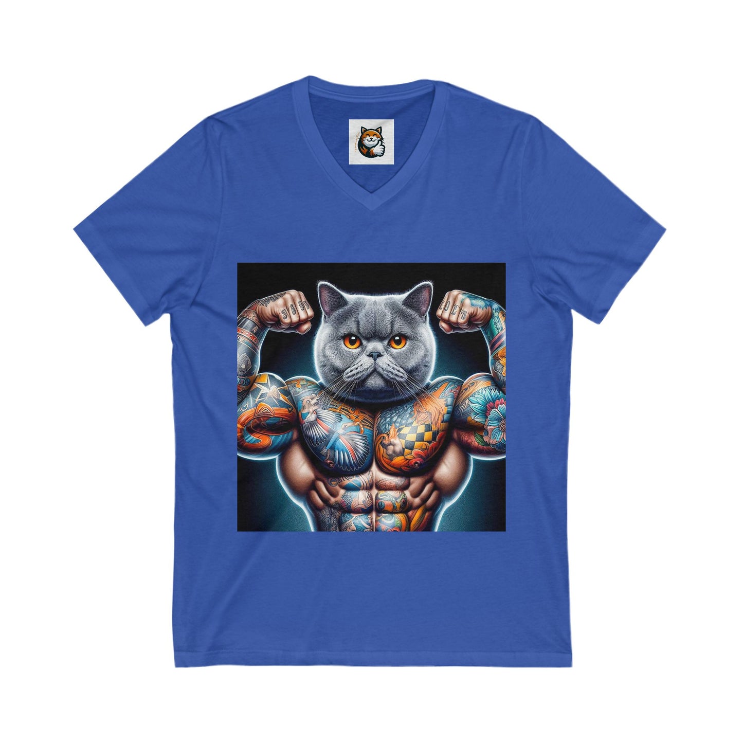 British Shorthair muscles  Jersey Short Sleeve V-Neck Tee