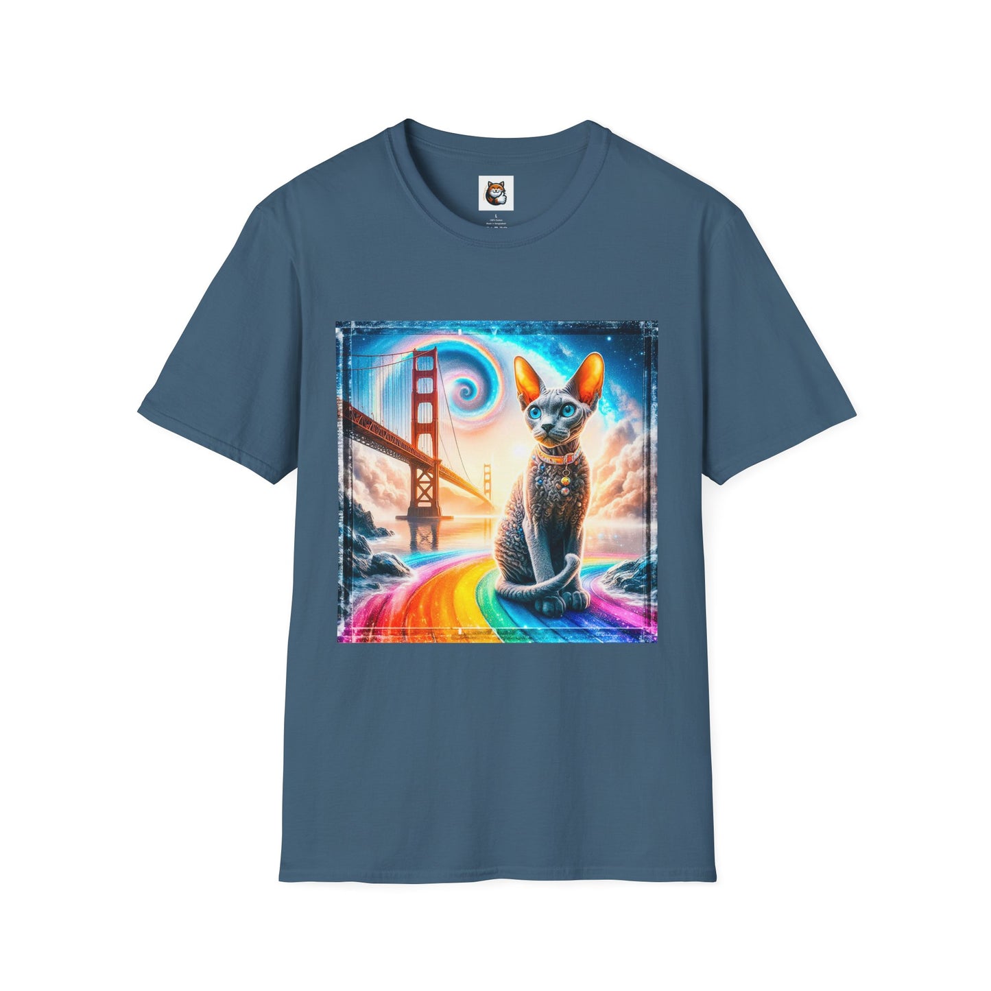 Devon Rex Unisex rainbow bridge Softstyle T-Shirt