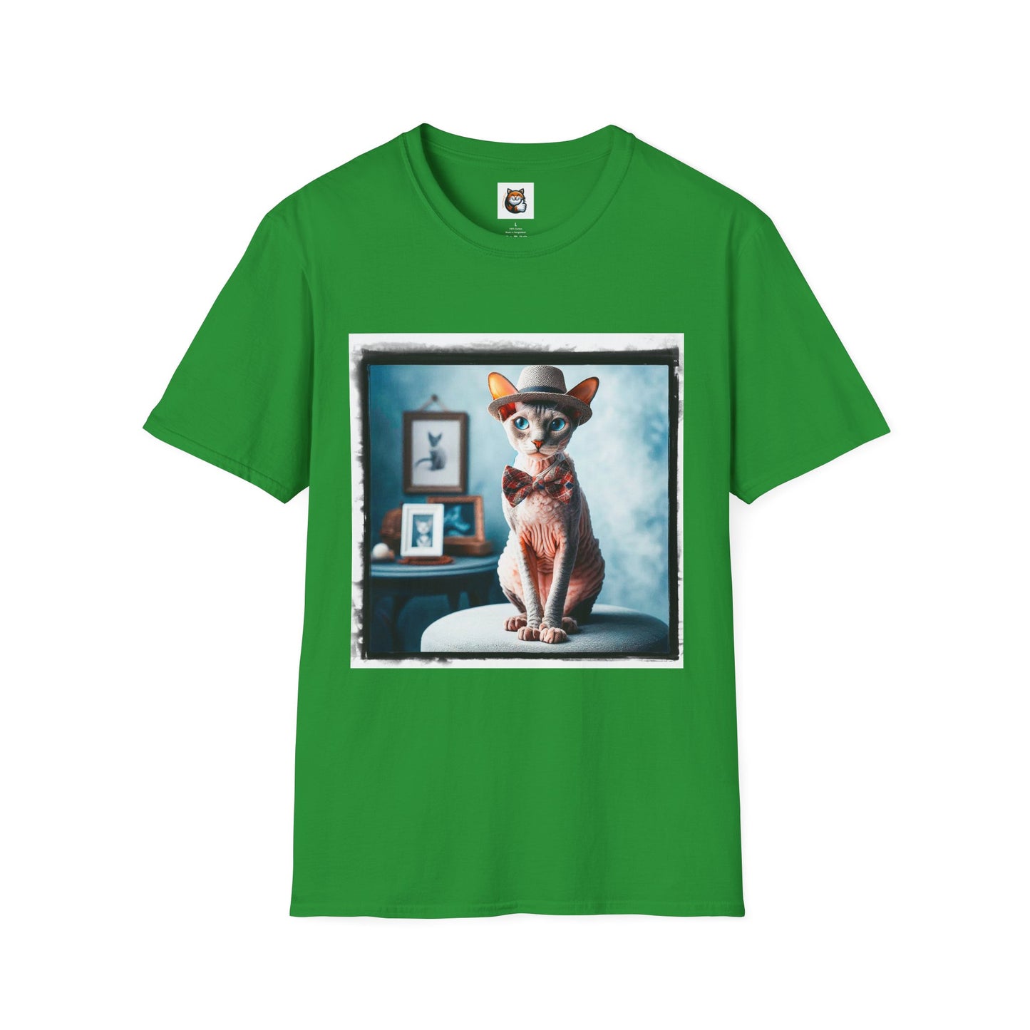 Cornish Rex Cat hat and bow tie Softstyle T-Shirt