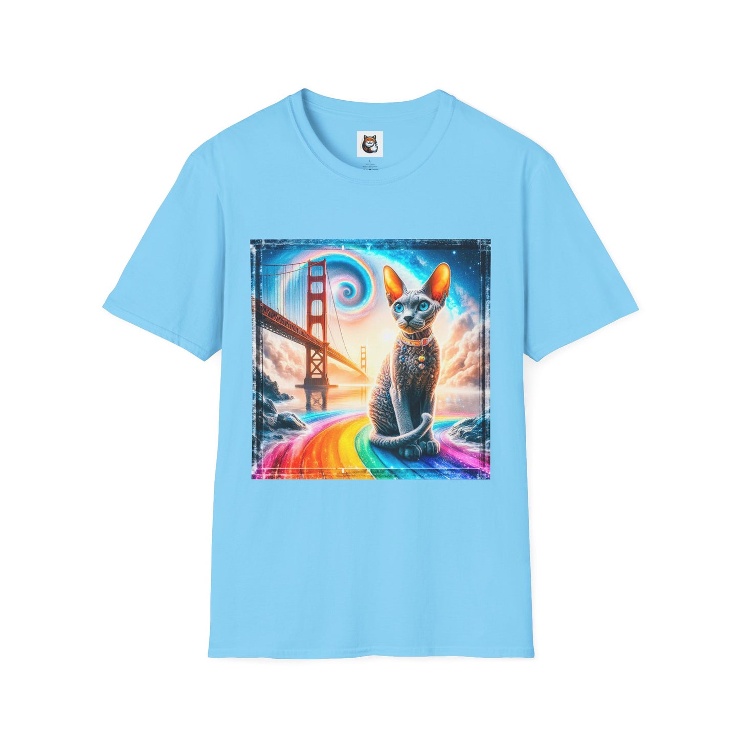 Devon Rex Unisex rainbow bridge Softstyle T-Shirt