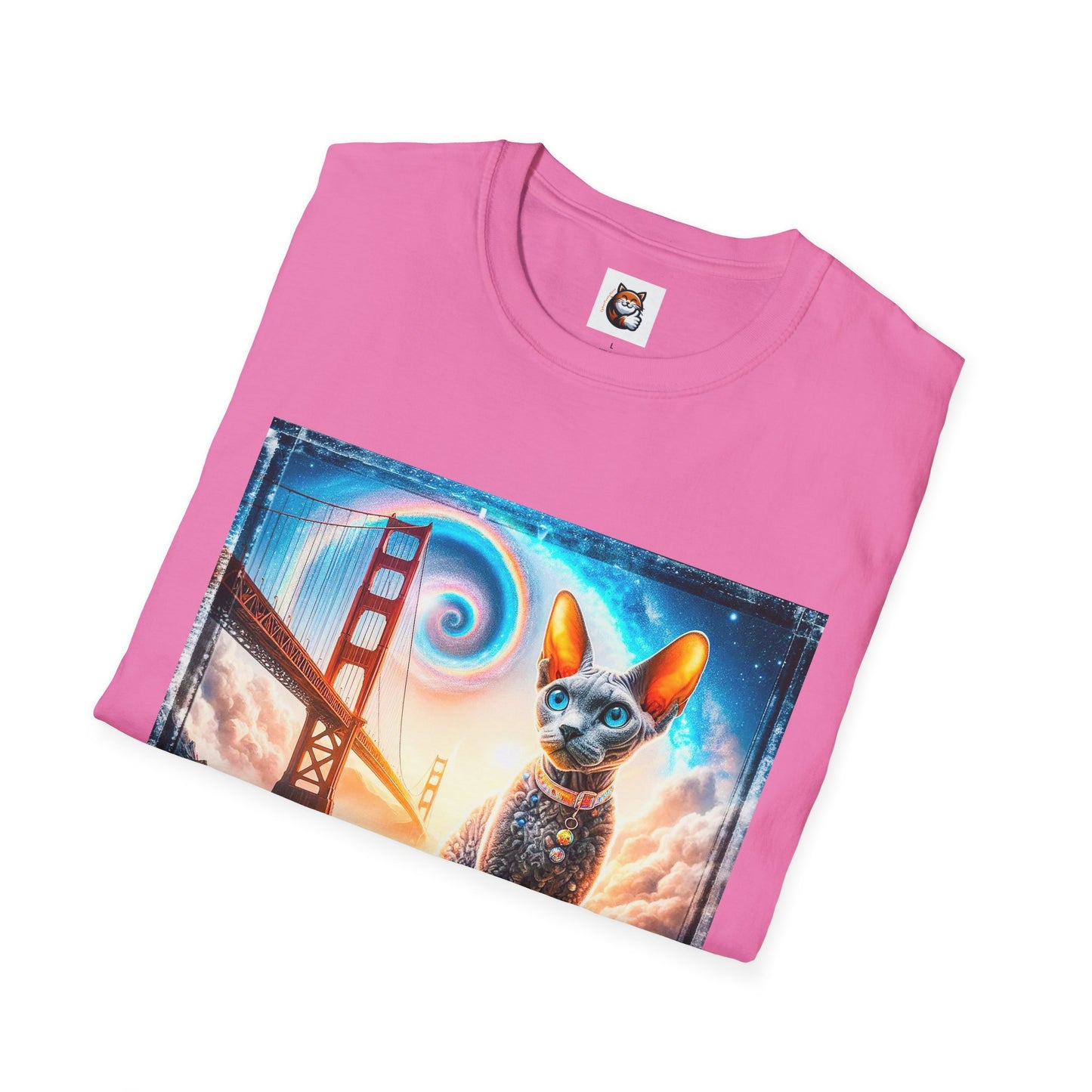 Devon Rex Unisex rainbow bridge Softstyle T-Shirt