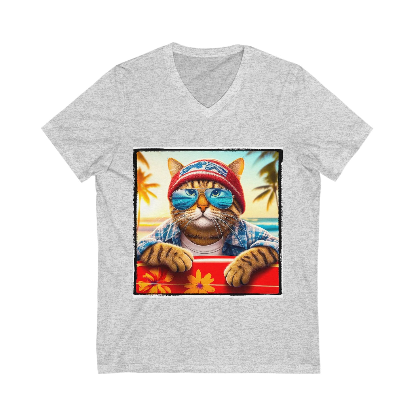 Domestic Cat Unisex Jersey Short Sleeve V-Neck Tee