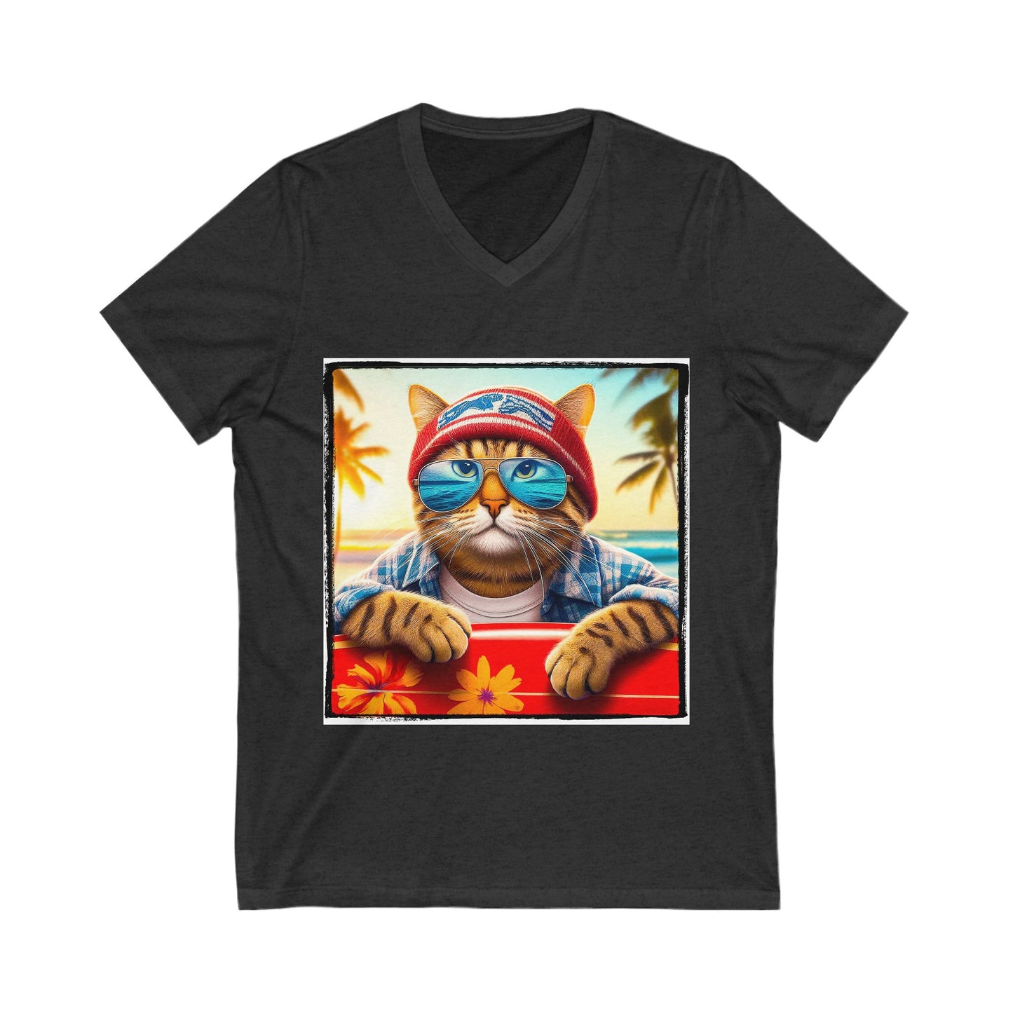 Domestic Cat Unisex Jersey Short Sleeve V-Neck Tee