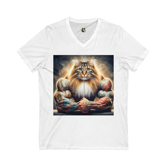 Norwegian Forest Cat Unisex Jersey Short Sleeve V-Neck Tee