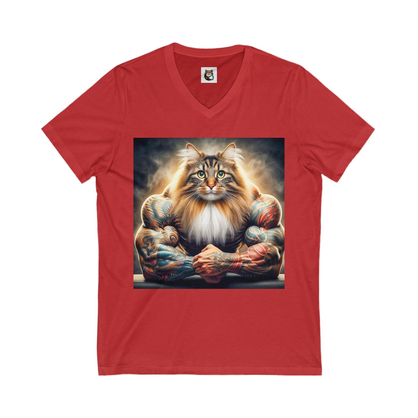 Norwegian Forest Cat Unisex Jersey Short Sleeve V-Neck Tee