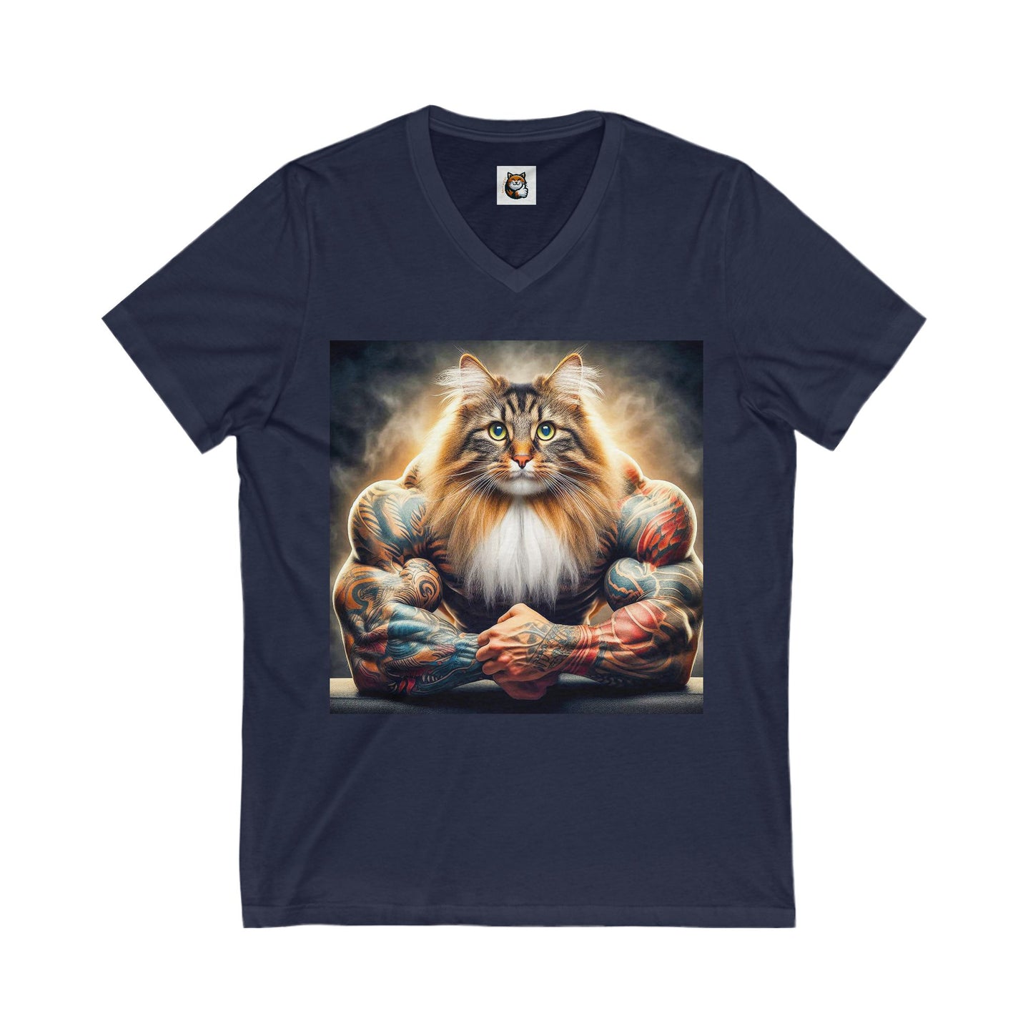 Norwegian Forest Cat Unisex Jersey Short Sleeve V-Neck Tee
