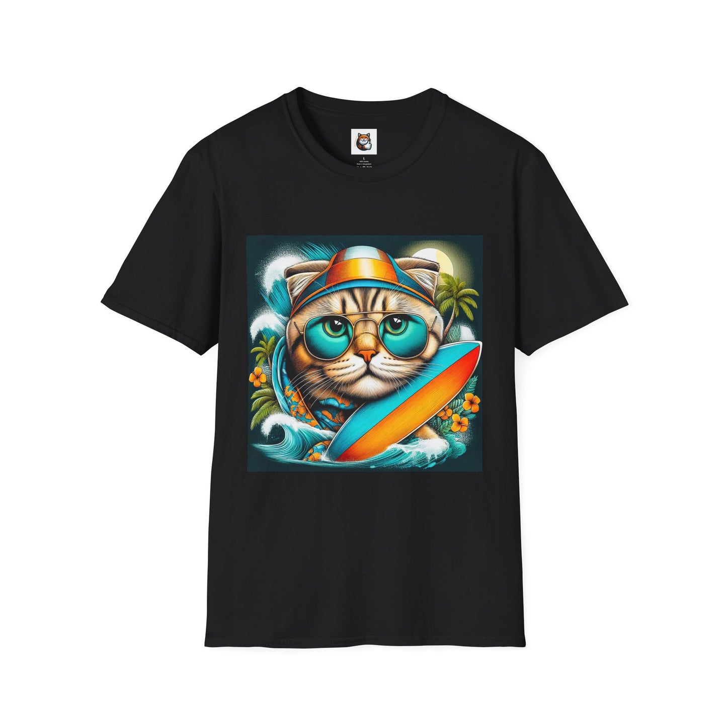 Scottish Fold Cat cool surfer  T-Shirt