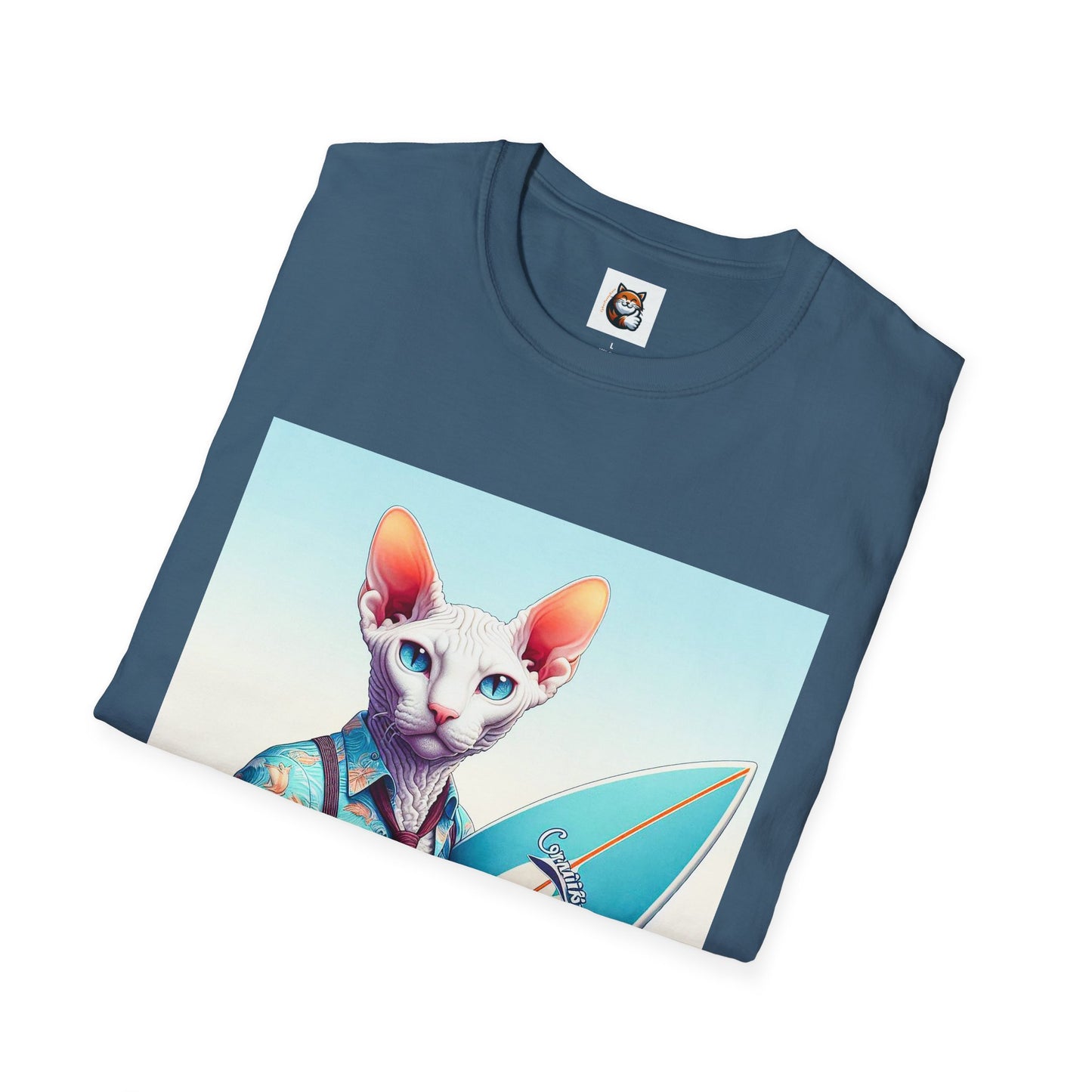 Cornish Rex Cat beach surfer T-Shirt