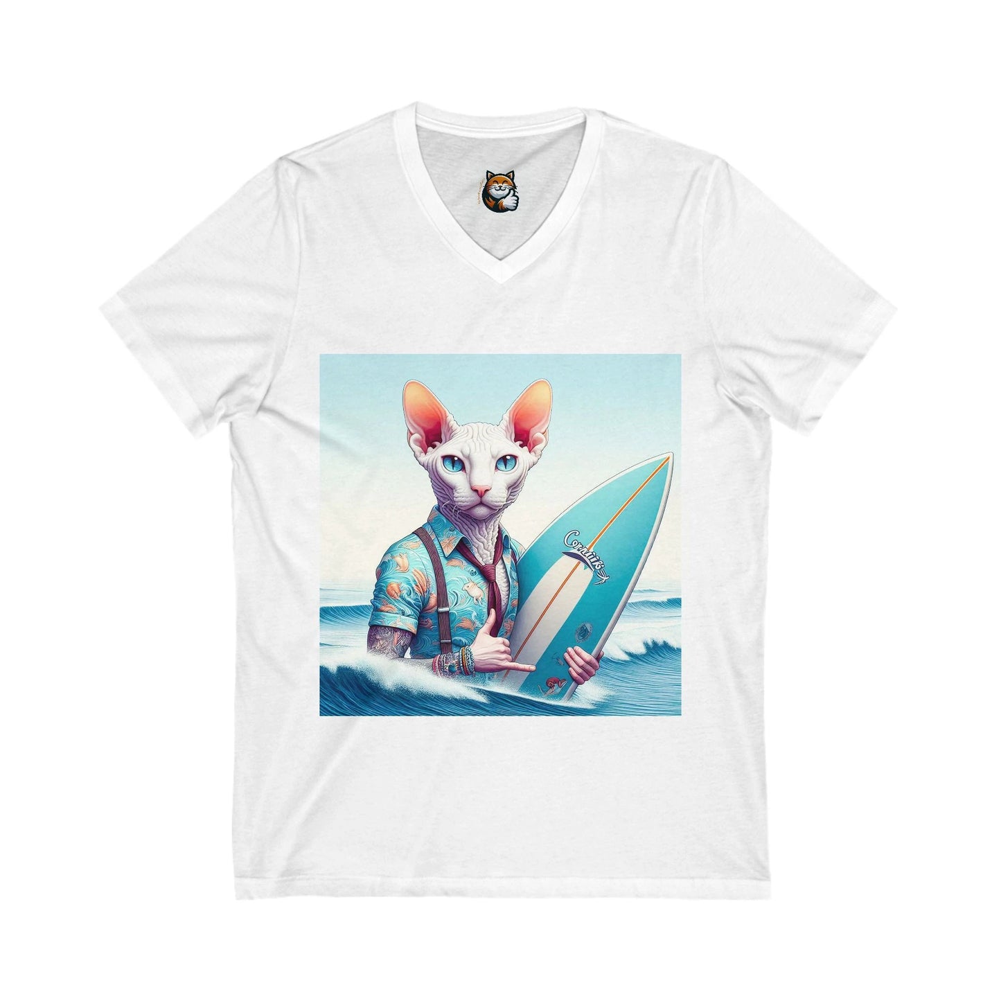 Cornish Rex Cat surfer Tee by Printify