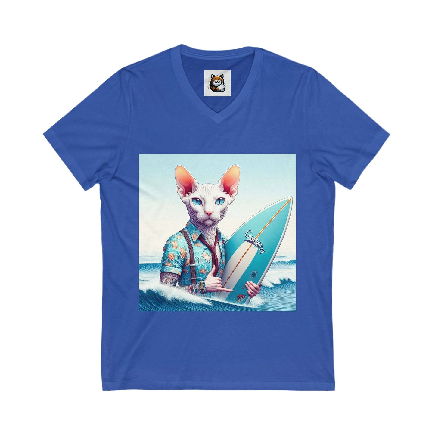 Cornish Rex Cat surfer Tee by Printify