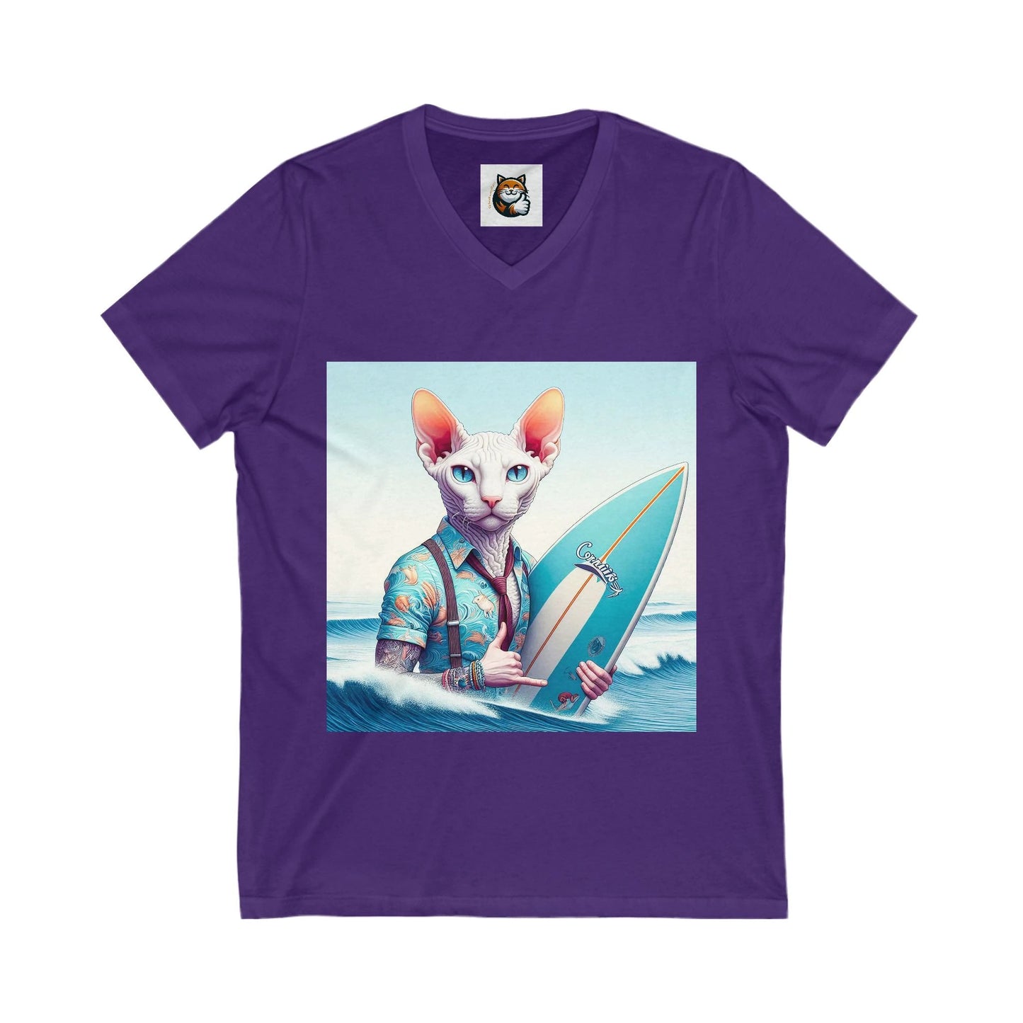 Cornish Rex Cat surfer Tee by Printify